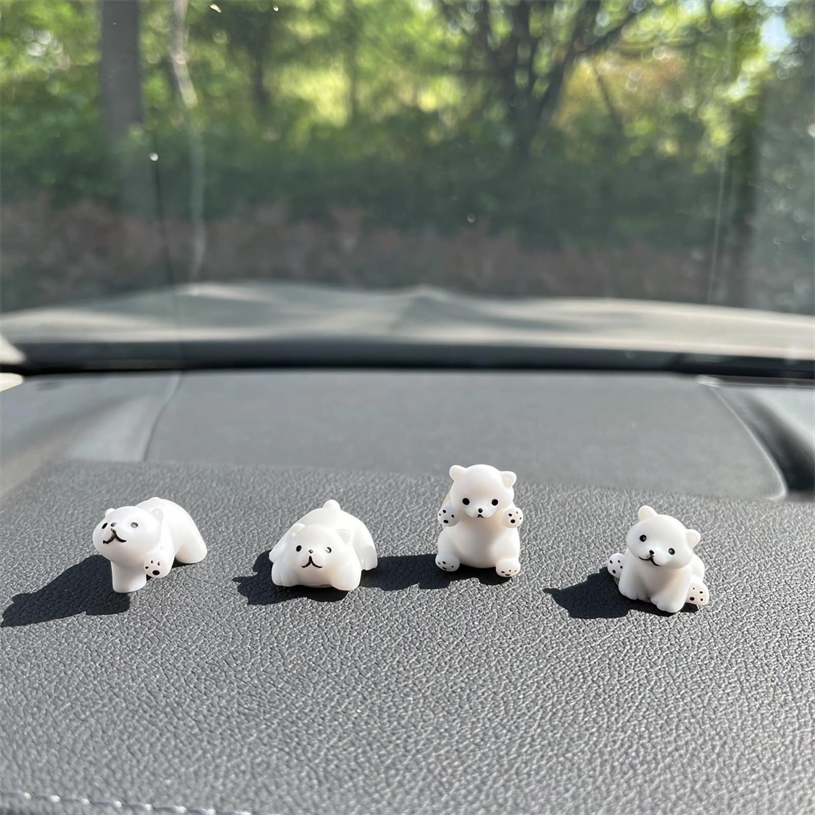 Cute Car Rearview Mirror Accessories For Car Polar Bear Interior Decoration Dashboard Car Ornament Funny Gifts For Cute Car Mirror Interior Decors (4 Pcs)