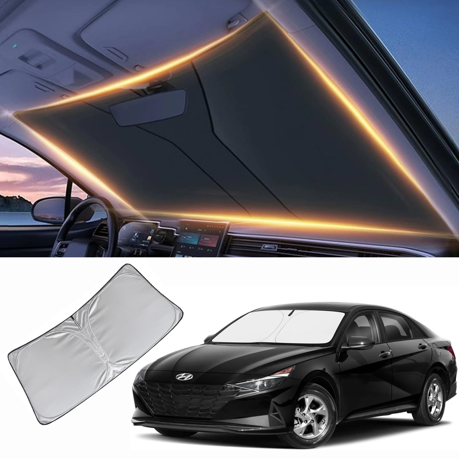 Windshield Sun Shade For Hyundai Elantra Front Window Shades Cover For 2017-2025 Elantra Windshield Sun Visor Protector Car Acce