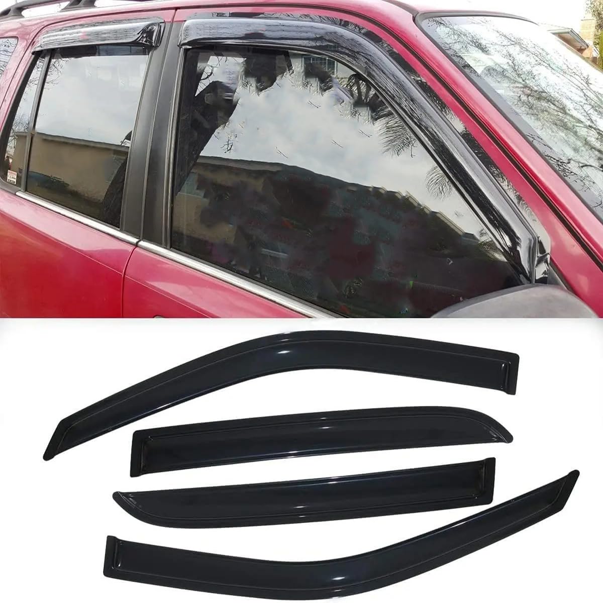 Window Visors Rain Guards Side Wind Deflectors Vent Sun Shade For Chevrolet Silverado & Gmc Sierra 1500 2500Hd 3500Hd Crew Cab S