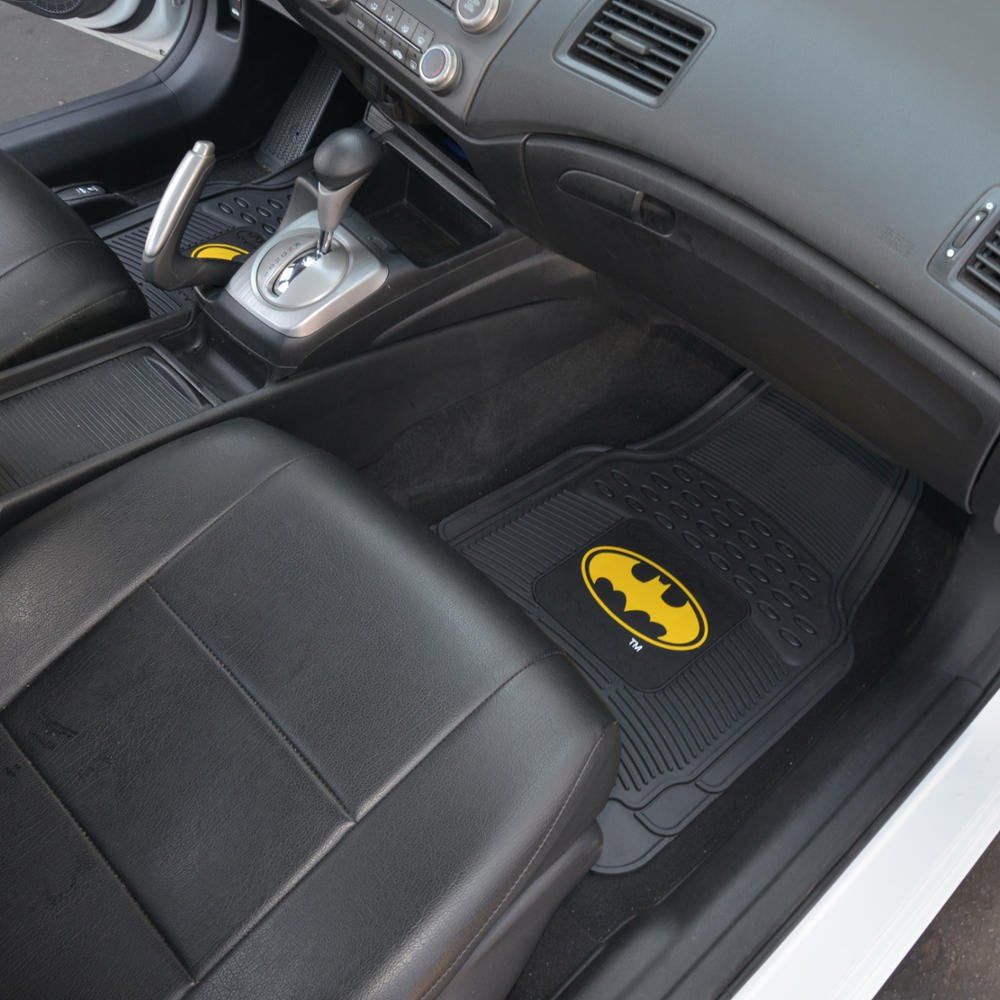 Dc Comics - Batman Car Floor Mats 3Pc Set - Logo On Heavy Duty Rubber, Fits Most Cars Trucks Van Suvs
