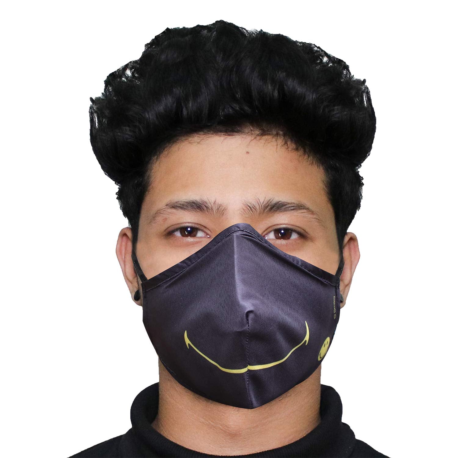 ORILEY ORSM16 Smiley Washable & Reusable Face Mask with 2 Replacement Filter & Adjustable Headloop Elastic Breathable Protective