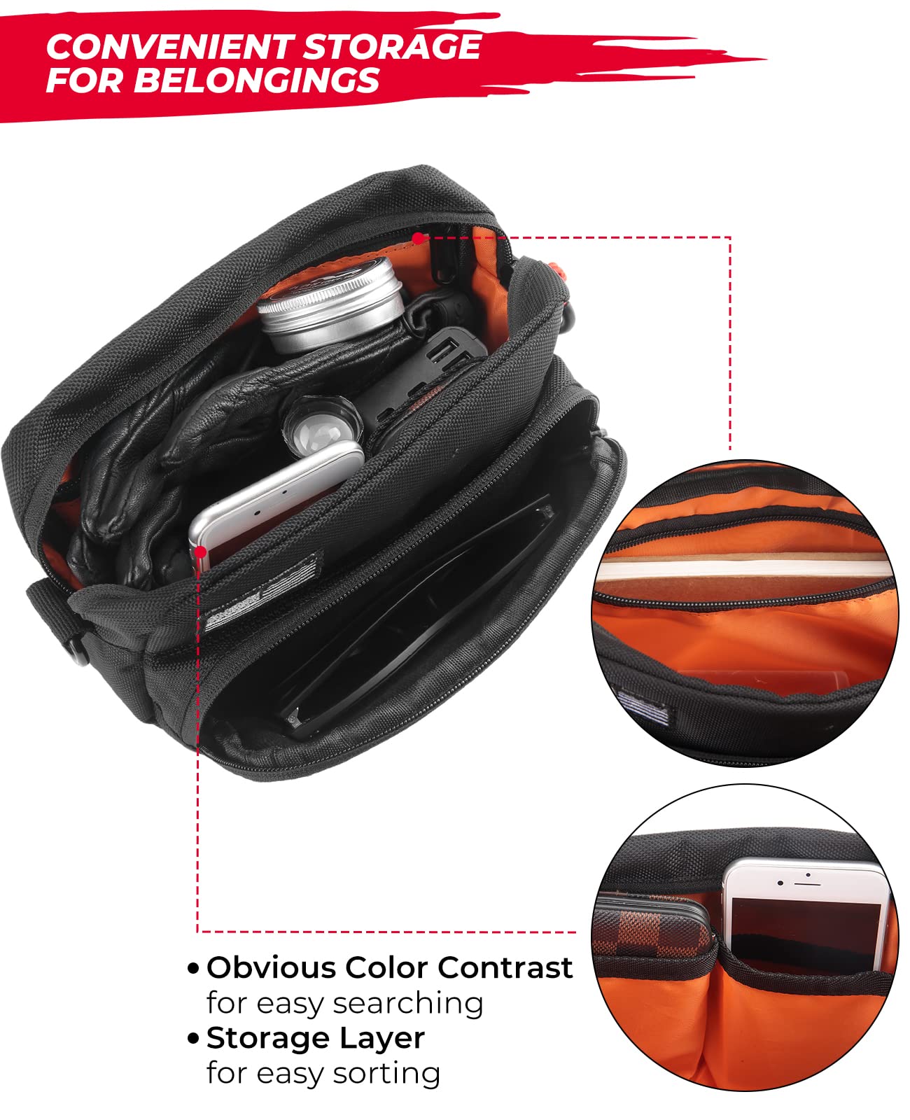 Kemimoto Motorcycle Bag, Motorcycle Handlebar Bag, Universal Handle Bar Bag, Tool Bag, Bicycle Bar Bag, Front Fork Storage Acces