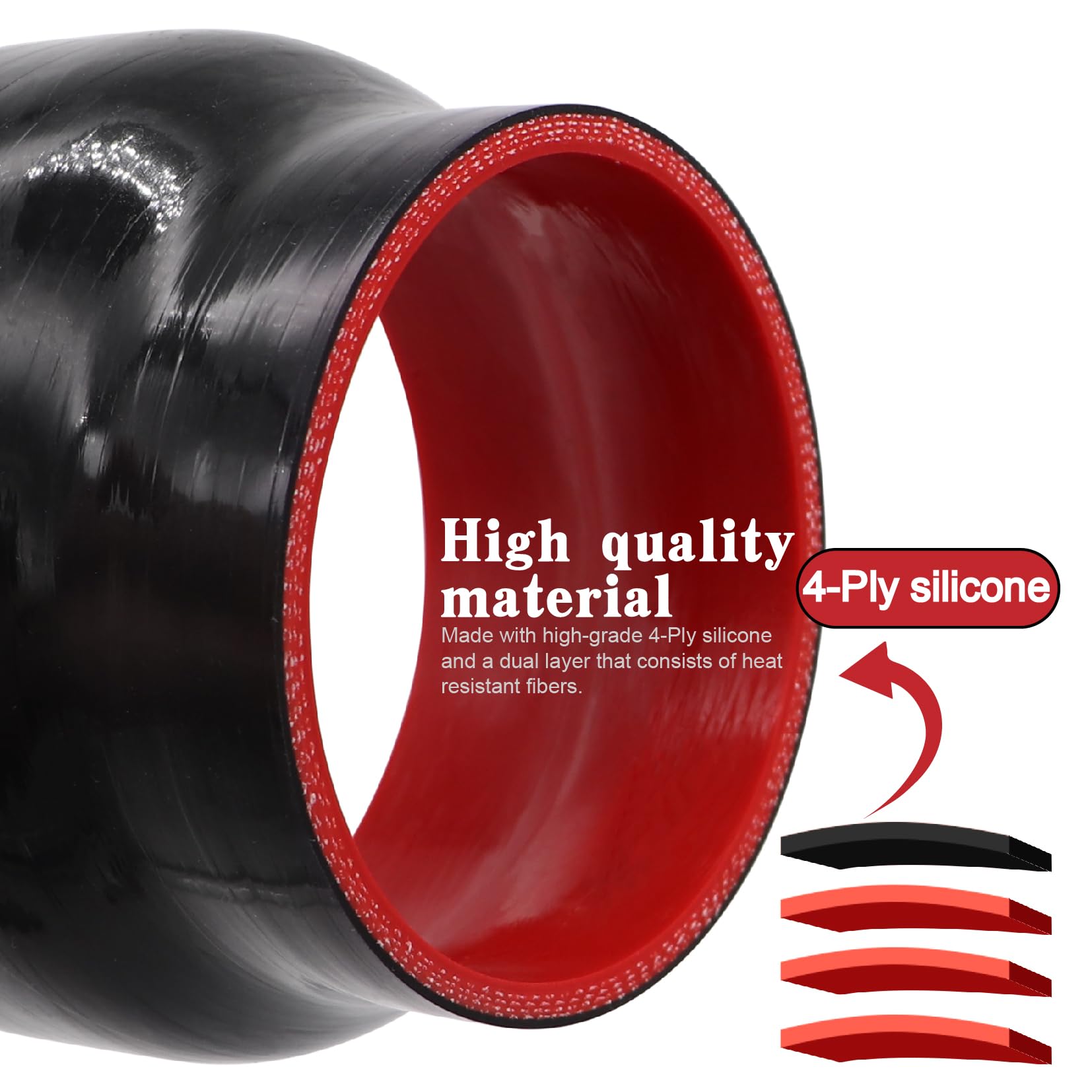 Taukealugs Straight Reducer Coupler Silicone Hose ID 4-inch to 5-inch 4-Ply with Stainless Steel T-Bolt Clamp for Automotive Tur