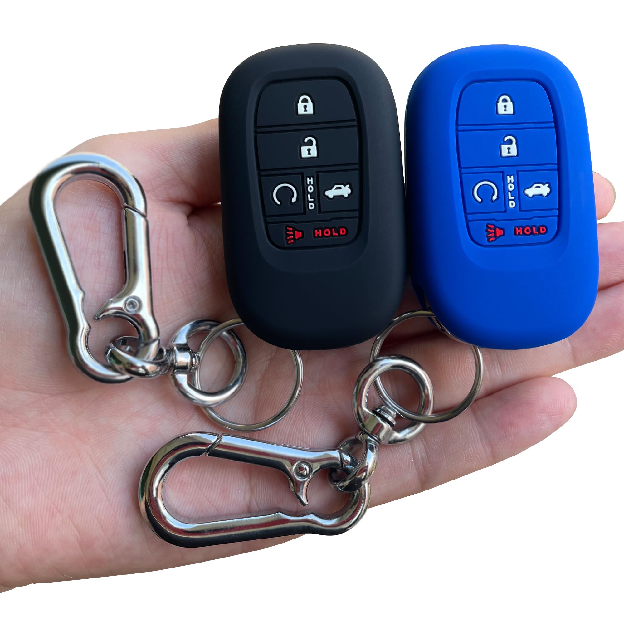 Tandrive Key Fob Cover For (5 Buttons) Honda 2022 2023 2024 2025 Civic Accord Hr-V Pilot Cr-V, Silicone, 2-Pack, Black Blue