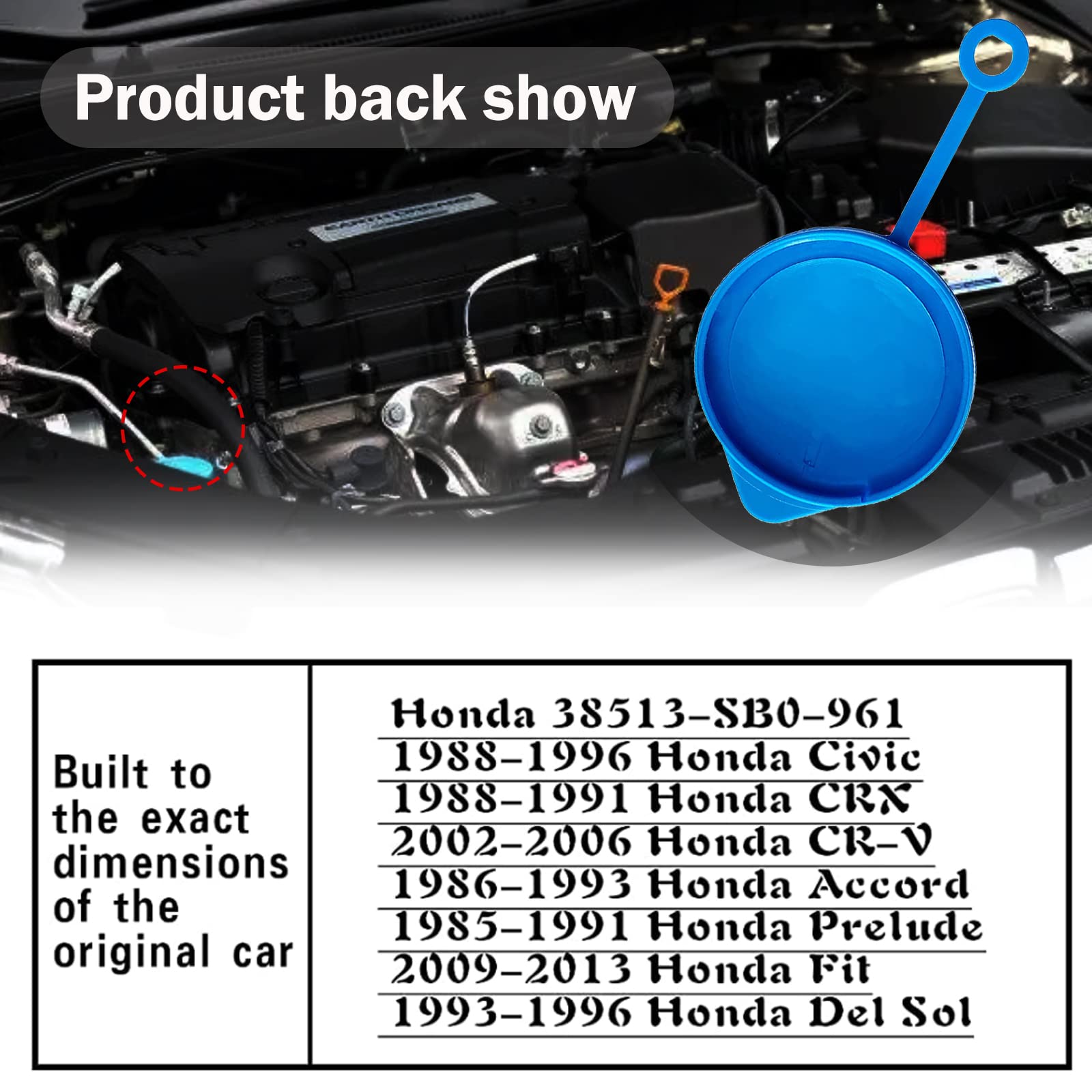Windshield Washer Fluid Reservoir Cap - Windshield Wiper Fluid Cap Replacement Cap, Compatible with Honda Accord Civic CRV CRX,