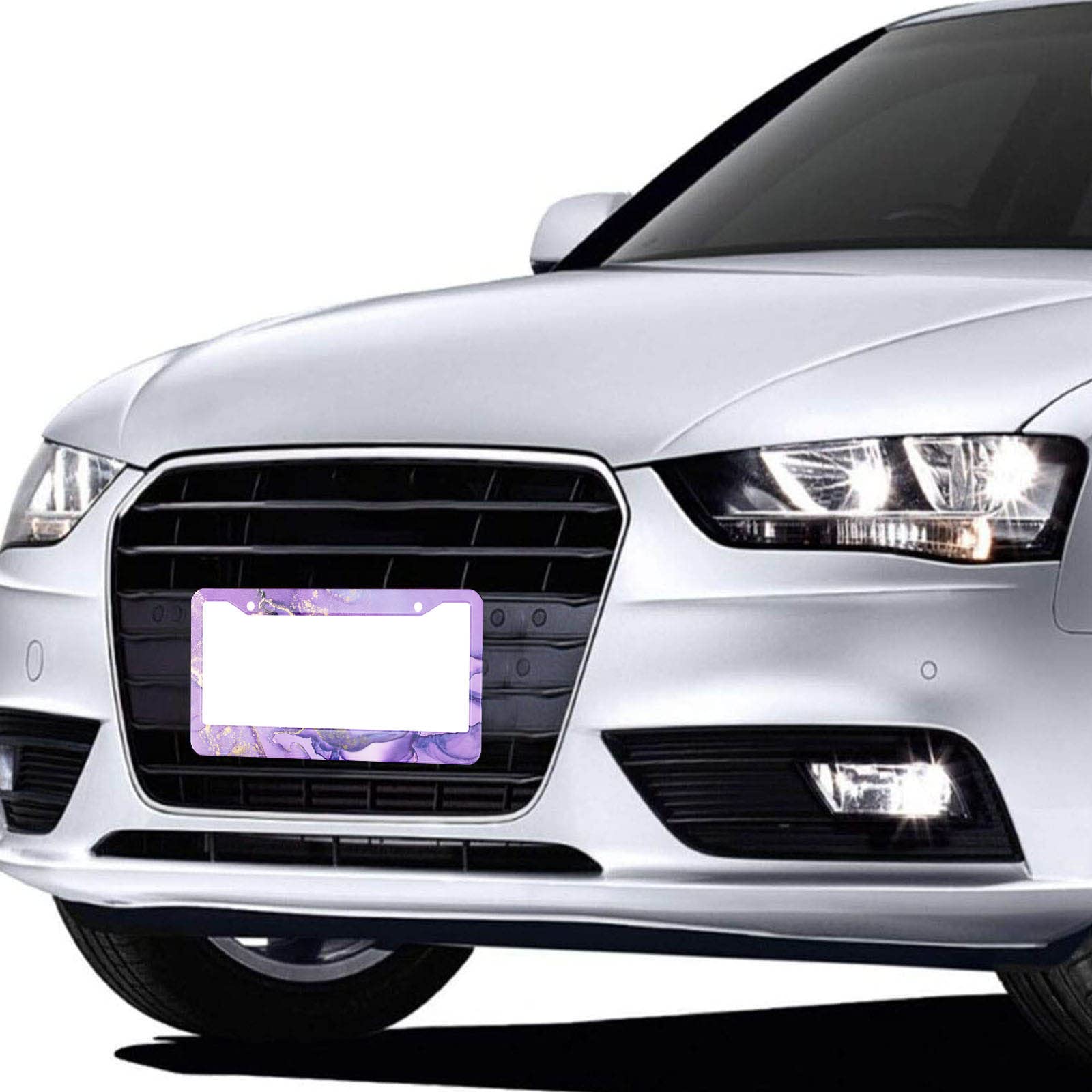Hosnye Purple License Plate Frame Shiny Golden Alcohol Ink Abstract Metal License Plate Cover Front Plates Frames Car Tag Frame