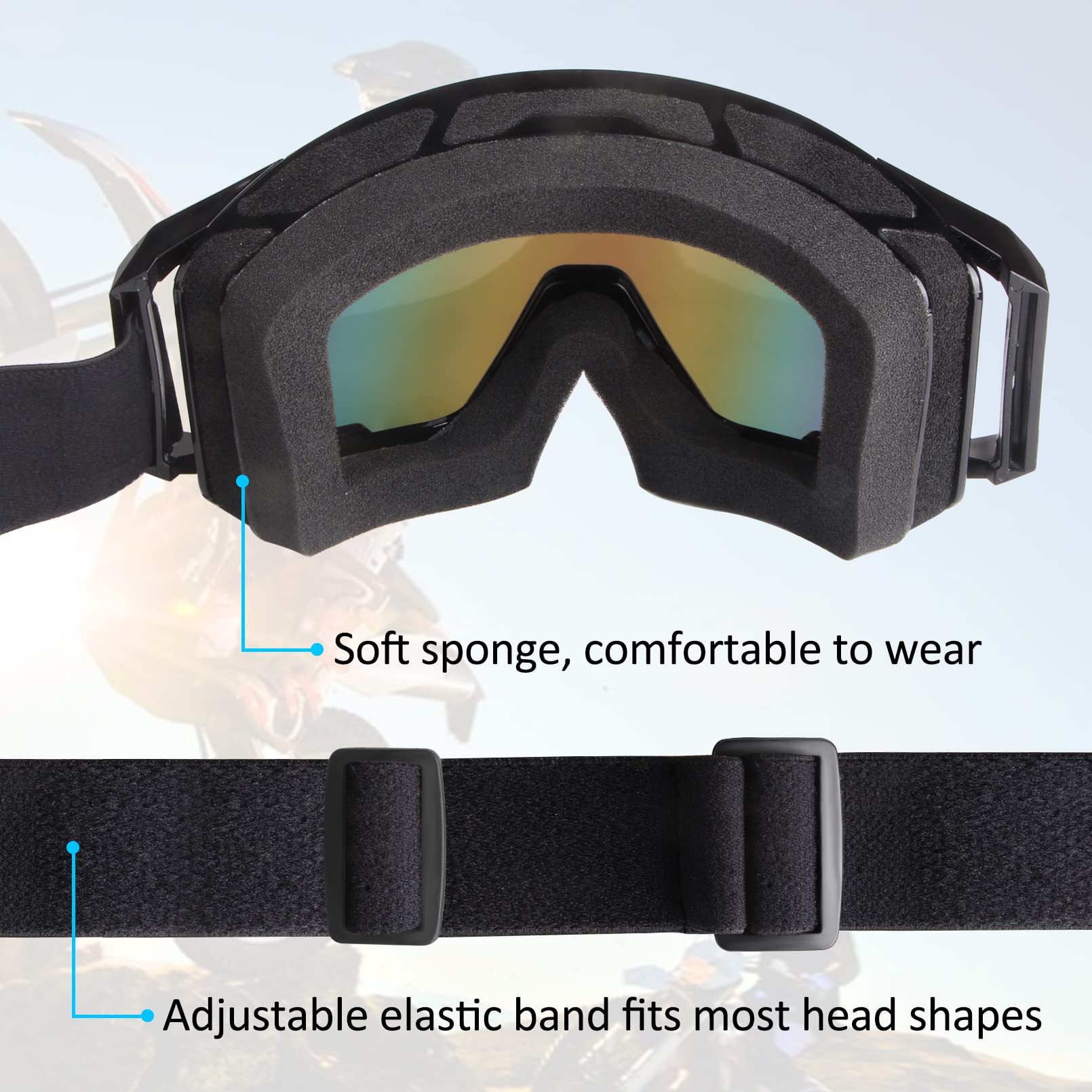 Motorcycle Riding Goggles Off Road Motocross Goggles Dirt Bike ATV Dust Shatterproof Racing UV Protection Goggles UTV MX Helmet