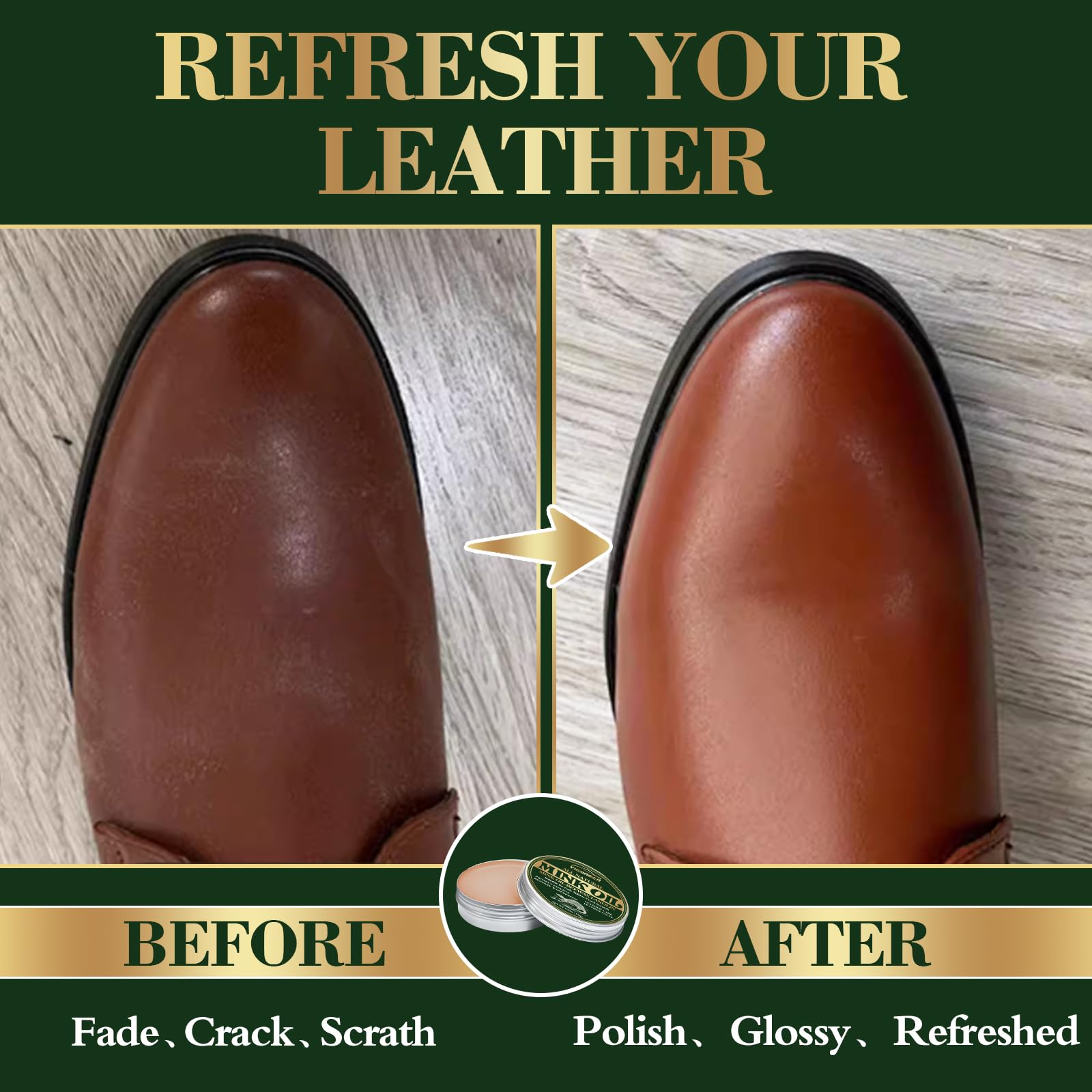 Vigorder Mink Oil For Leather Boots, 4.23Oz Leather Conditioner For Boots With Sponge, Made With Mink Oil Beeswax, Protect Softe