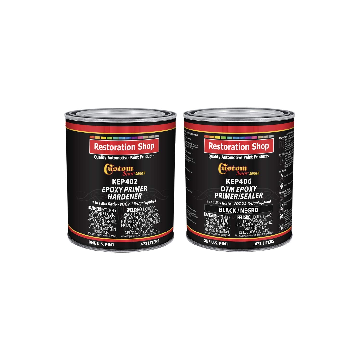 Custom Shop - Black Epoxy Primer/Sealer 2.1 Voc (1 Quart Kit) Anti-Corrosive Dtm High-Performance Primer For Automotive And Indu