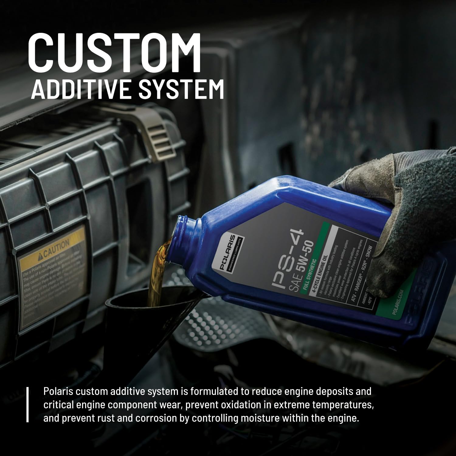 Polaris Ps4 All-Season 4 Cycle 5W50 Full Synthetic Motor Oil For Specific Ranger, General, Rzr, Sportsman, Scrambler Models With