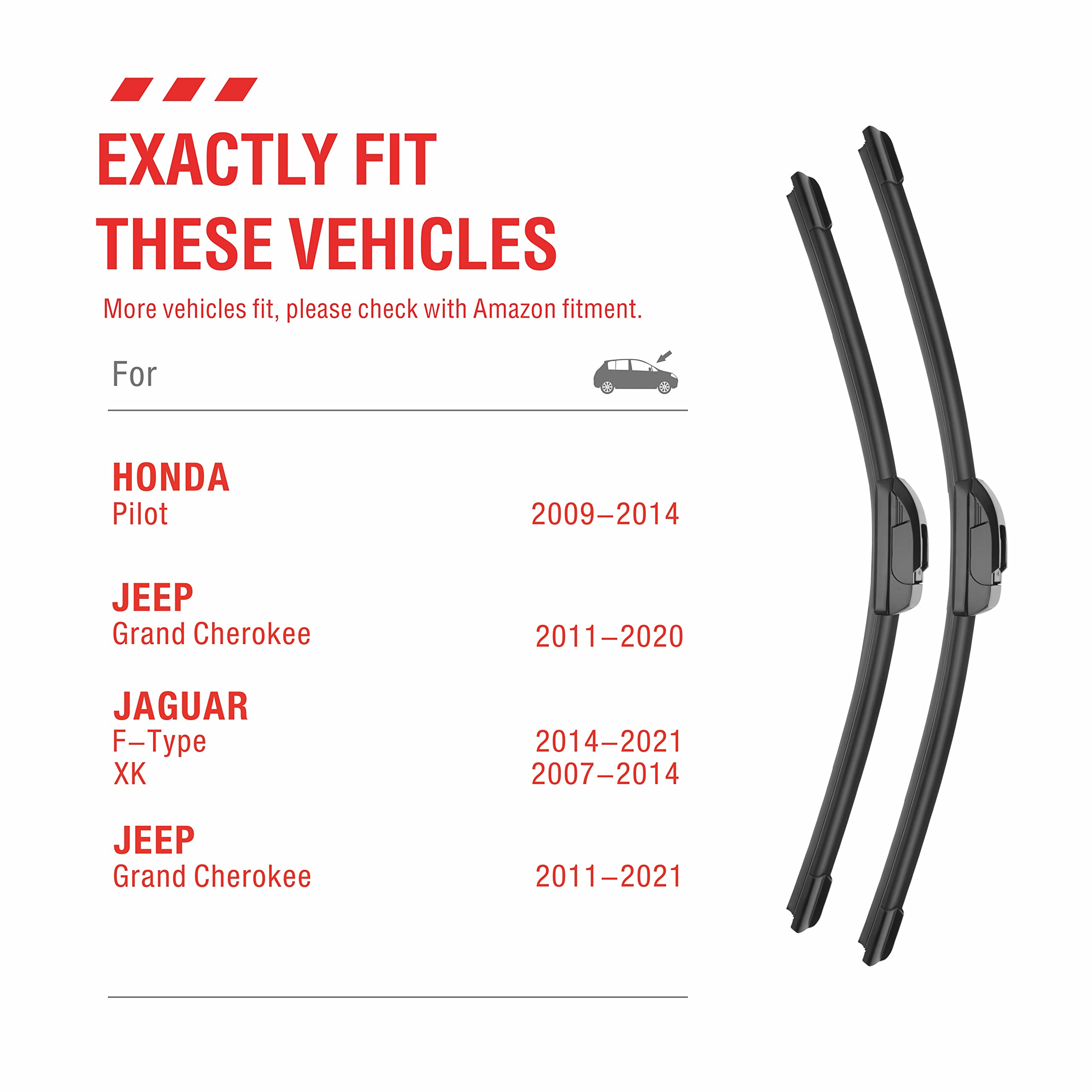 Oem Quality Performance Premium Windshield Wipers 22 And 21,All-Season Auto Replacement Windshield Wiper Blades,Fit Honda Pilot