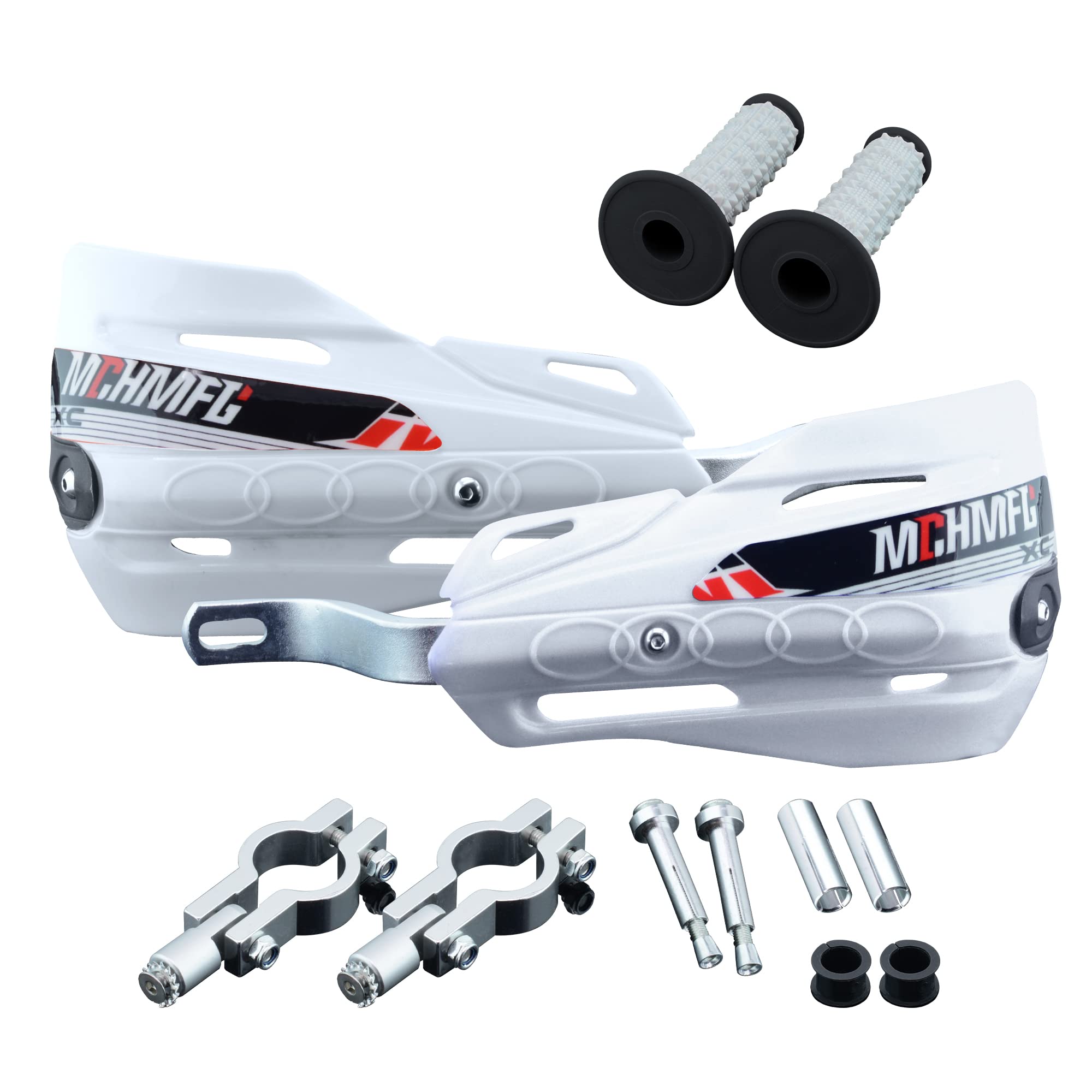 Fewfuss Dirt Bike Hand Guards With Grips - Universal Motorcycle Handguards For Pit Bikes Atv Motocross Enduro White