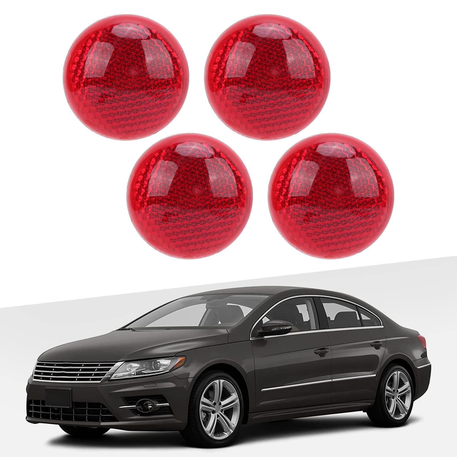 Reflective Sticker, 4Pcs Red Reflector Round 3 Dimensional Abs Decoration Protection Decal For Automobile Motorcycle