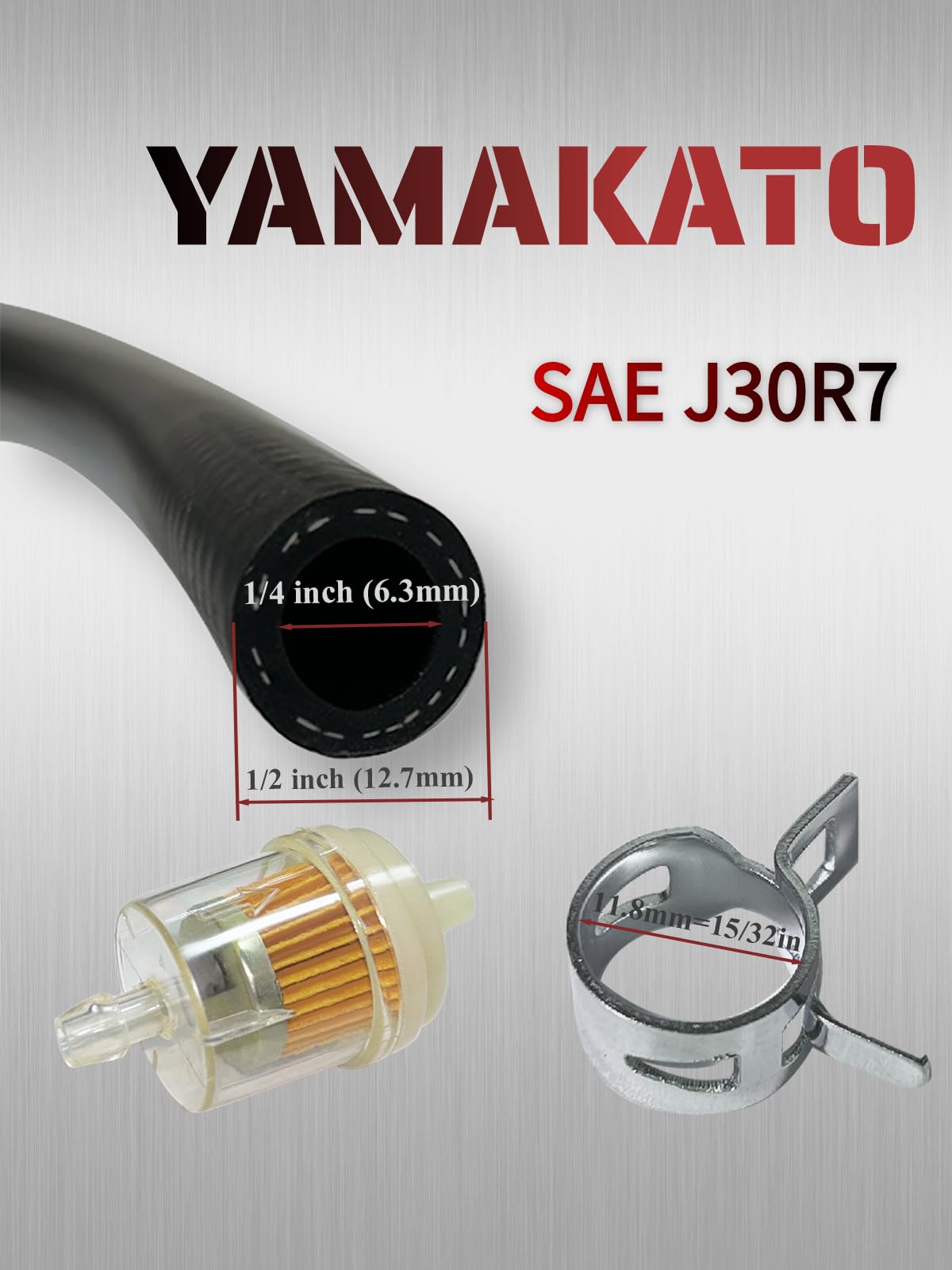 Yamakato 1/4 Fuel Hose Line Nbr Reinforced Sae J30R7 30 Feet Rubber Tubing