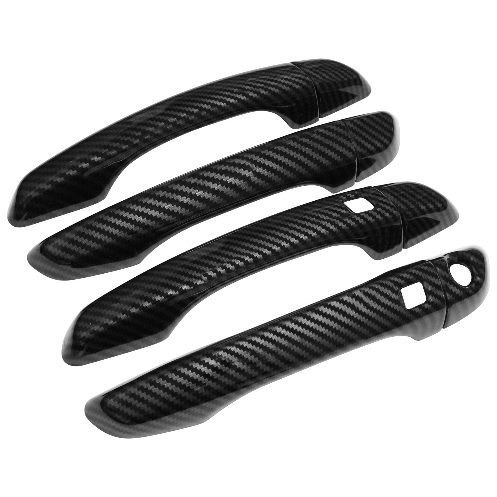 NewYall Carbon Fiber Exterior Door Handle Cover Trim with Keyless Holes for Hyundai Elantra 2017-2019 Front Rear Left Driver Rig