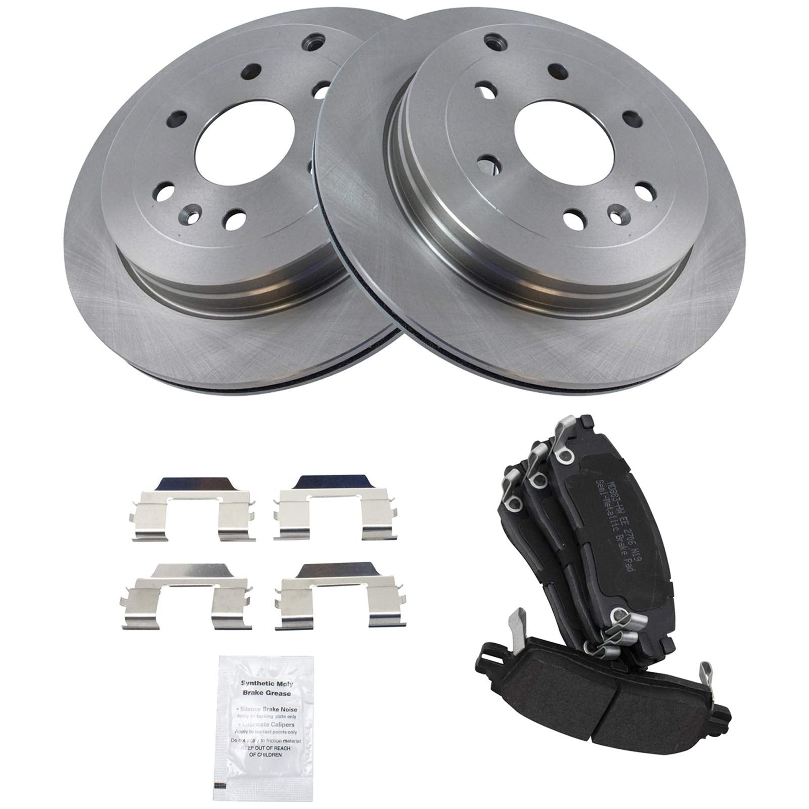 Trq Brake Pad & Rotor Kit Metallic Rear For Acadia Enclave Outlook Traverse