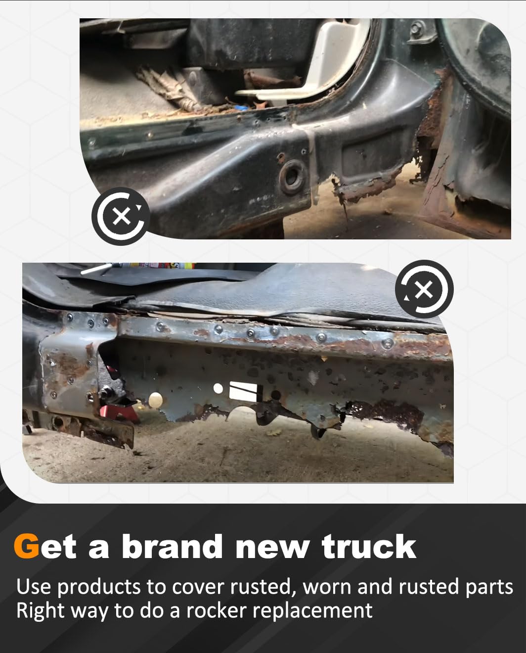 Autoholic Inner & Outer Rocker Panel Fit for 1999-2016 Ford F250 F350 Super Duty Extended Cab