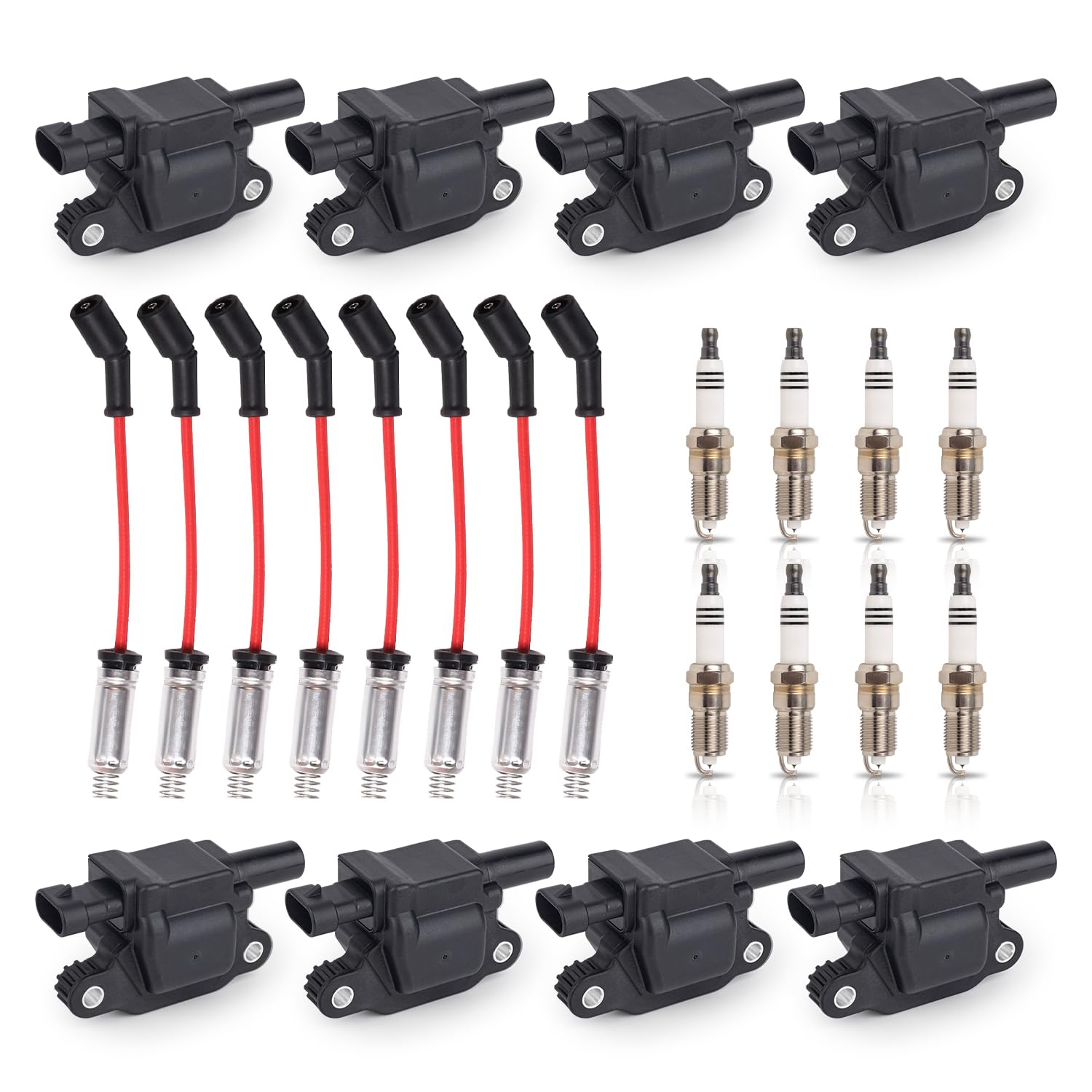 Ena 8 Pack Uf413 Ignition Coil 41962 Spark Plug And 48322R Wires Set For 5.3 6.0 6.2 Compatible With Buick Cadillac Chevrolet Gmc Hummer Escalade Express Savana 2500 5.3L 6.2L 6.0L 4.8L For 12570616