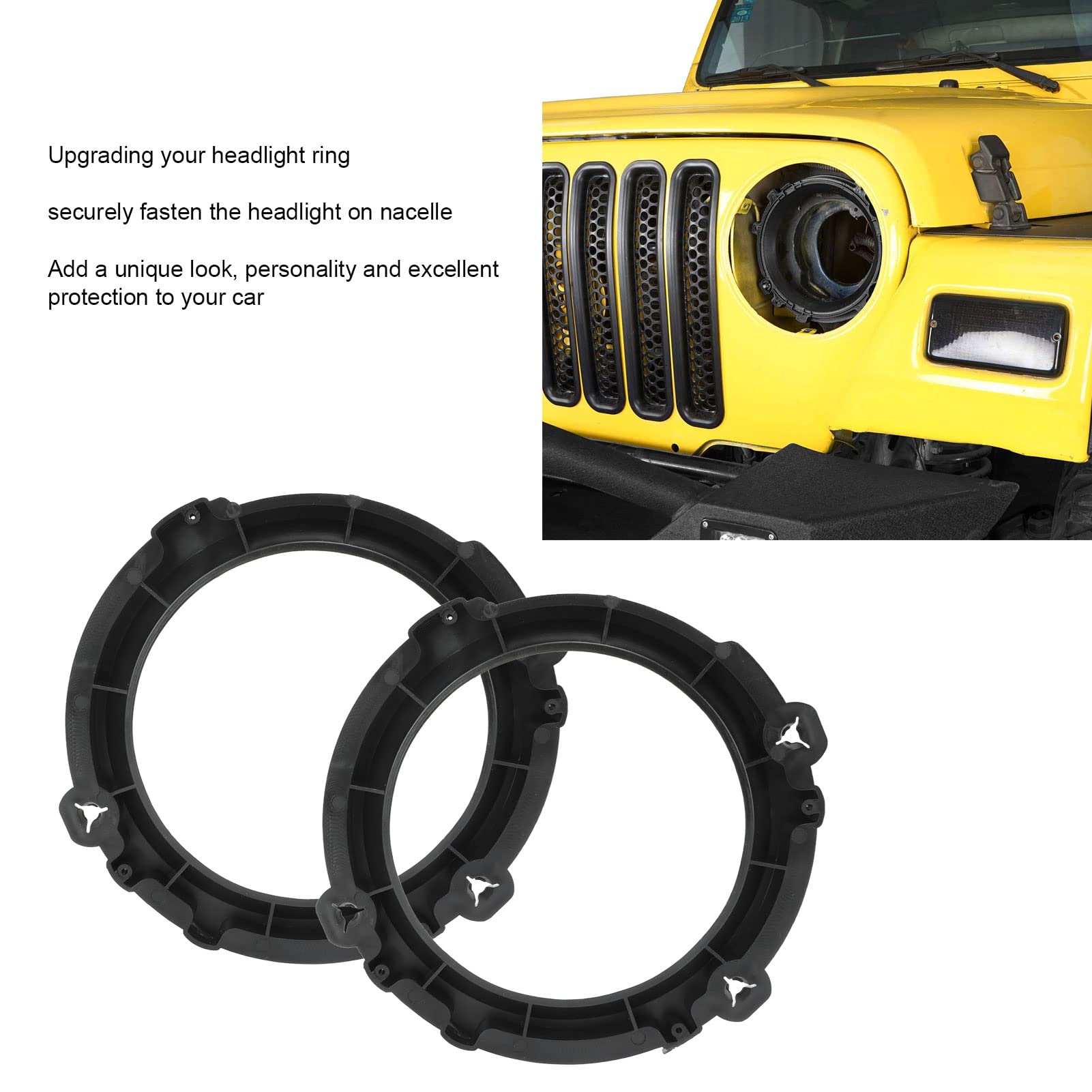Head Lamp Bucket Base, 7 In Headlight Bezel Mounting Bracket Head Lamp Holder Retainer For Jeep Tj Models 1997-2006