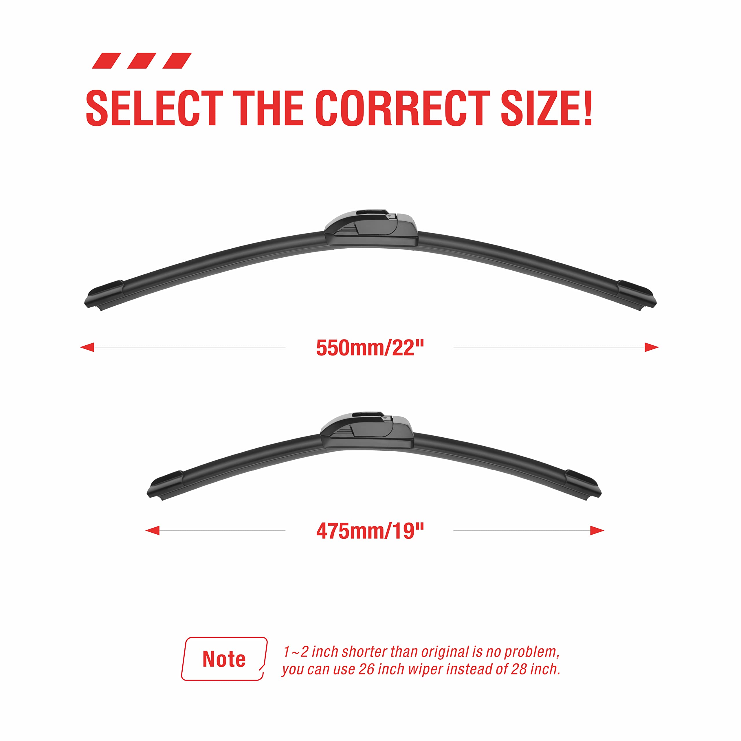 Oem Quality Performance Premium Windshield Wiper Blades 22 And 19,All-Season Auto Replacement Windshield Wiper Blades,Fit Cadill