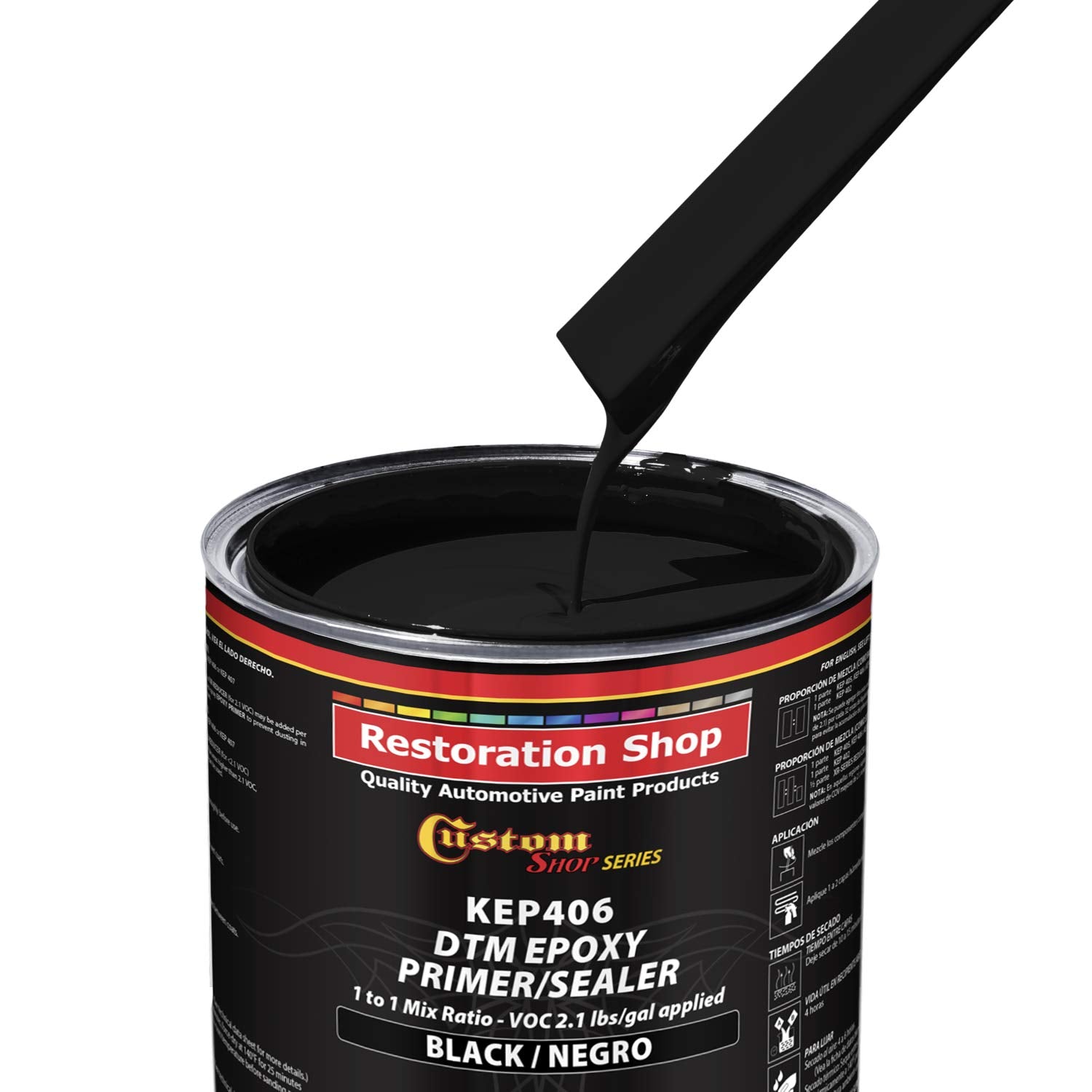 Custom Shop - Black Epoxy Primer/Sealer 2.1 Voc (Gallon Kit) Anti-Corrosive Dtm High-Performance Primer For Automotive And Indus