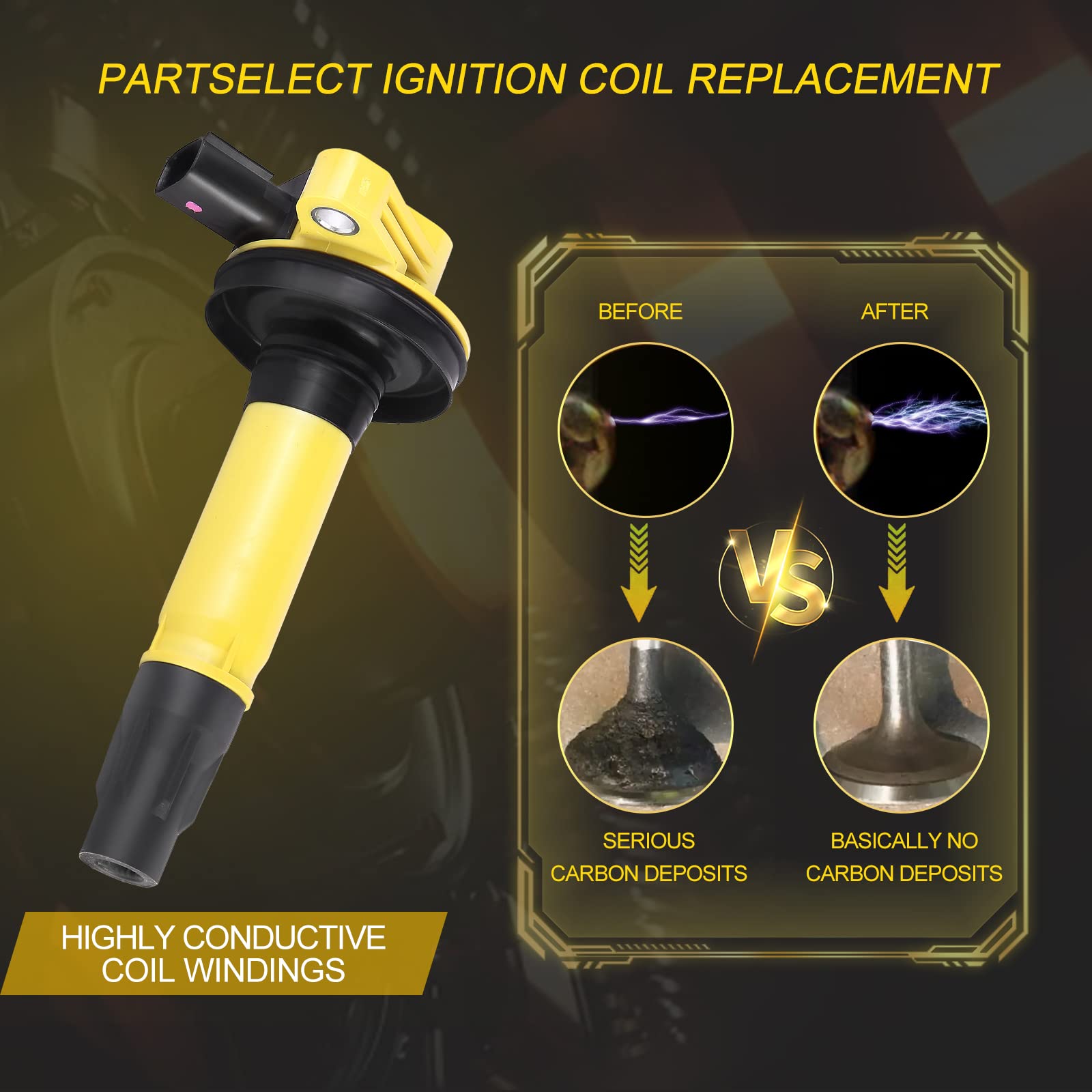 Partselect 6Pcs Ignition Coil Pack Uf-553 Dg520 Replacement For Ford Explorer F150 Edge Fusion Mustang Taurus Lincoln Mks Mkx Mk