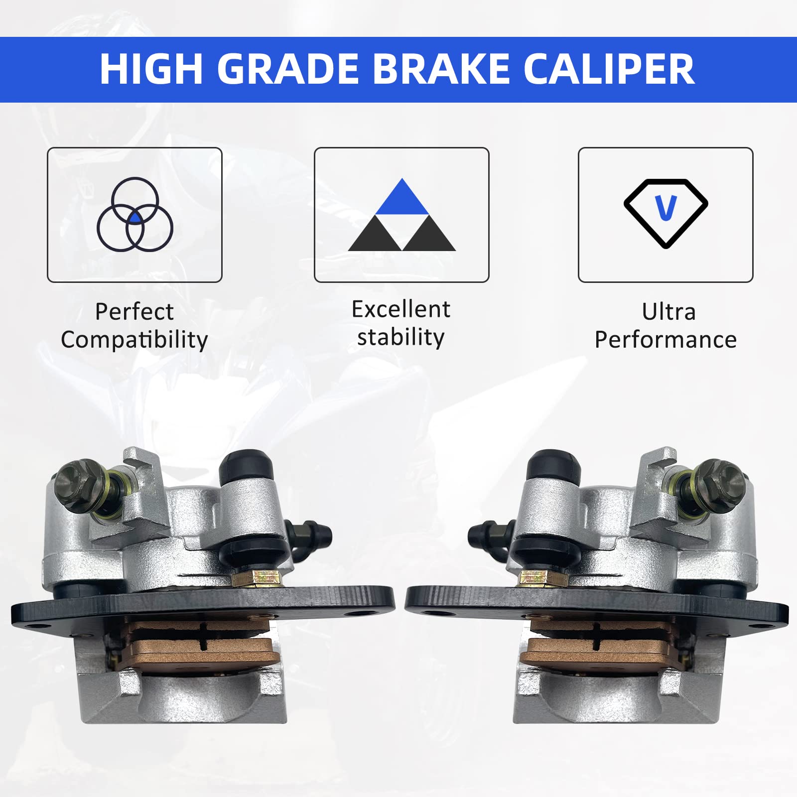 M Mati Front Left Right Brake Calipers & Pads For Yamaha Banshee Big Bear Grizzly Kodiak Raptor Warrior Wolverine Yfm 125 250 350 400 450 660 Yfz350 3Gd-2580T-01-00 3Gd-2580U-01-00