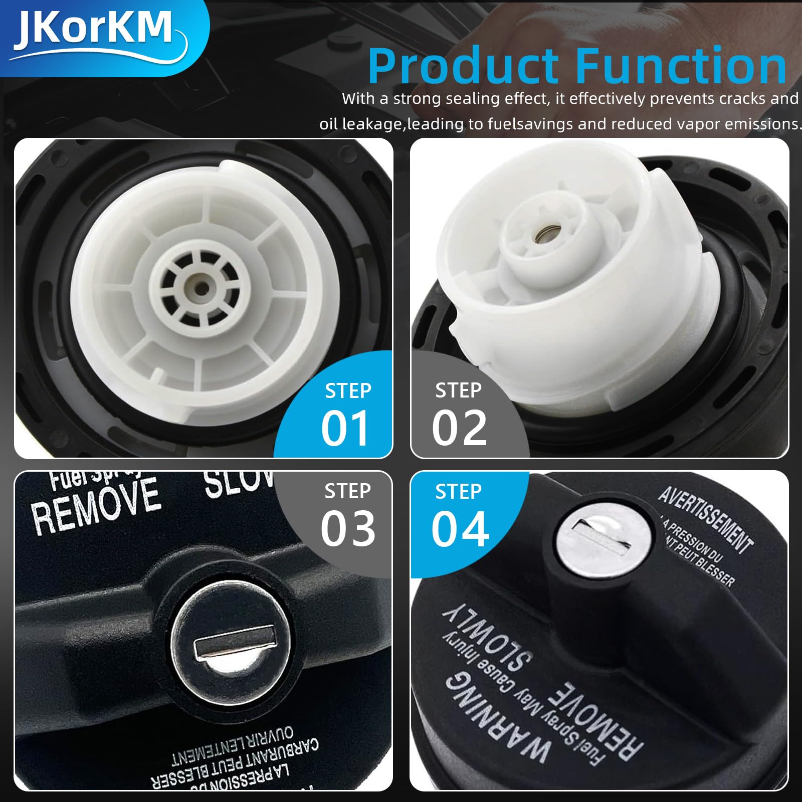 Jkorkm Locking Gas Cap, Lock Fuel Cap Replace 05278655Ab, 5278655Ab Chrysler Dodge Jeep Ram - Challenger Grand Caravan 1500, Che