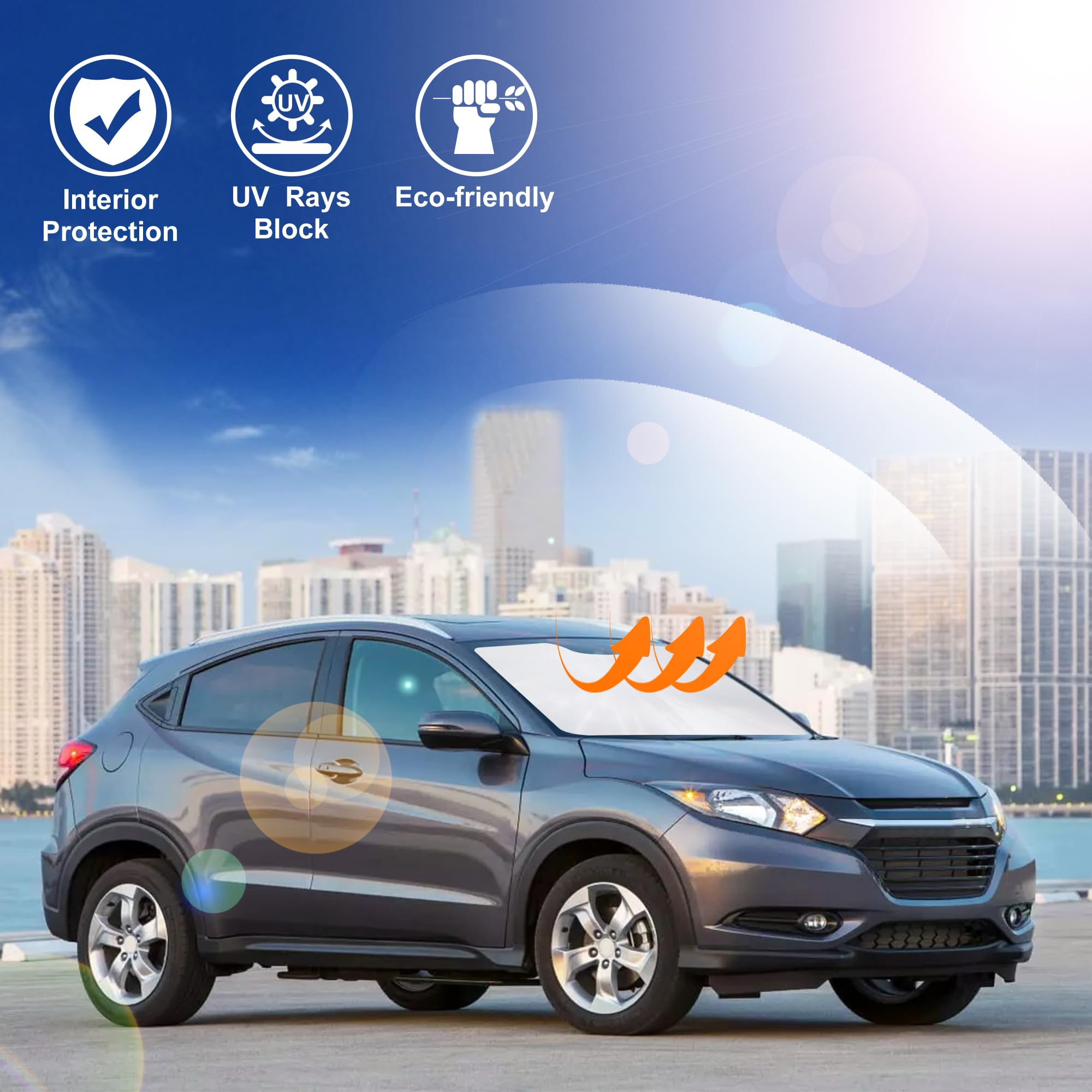 Windshield Sun Shade For Honda Hrv 2016 2017 2018 2019 2020 2021 2022 Hr-V Accessories Foldable Sunshade Sun Blocker Comes With