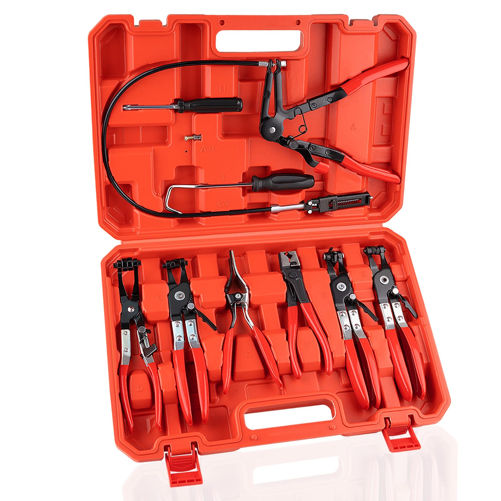 9PCS Hose Clamp Pliers, Long Reach Hose Clamp Tool Remover for Water Hose and Automotive Coolant Radiator Heater with Flexible W