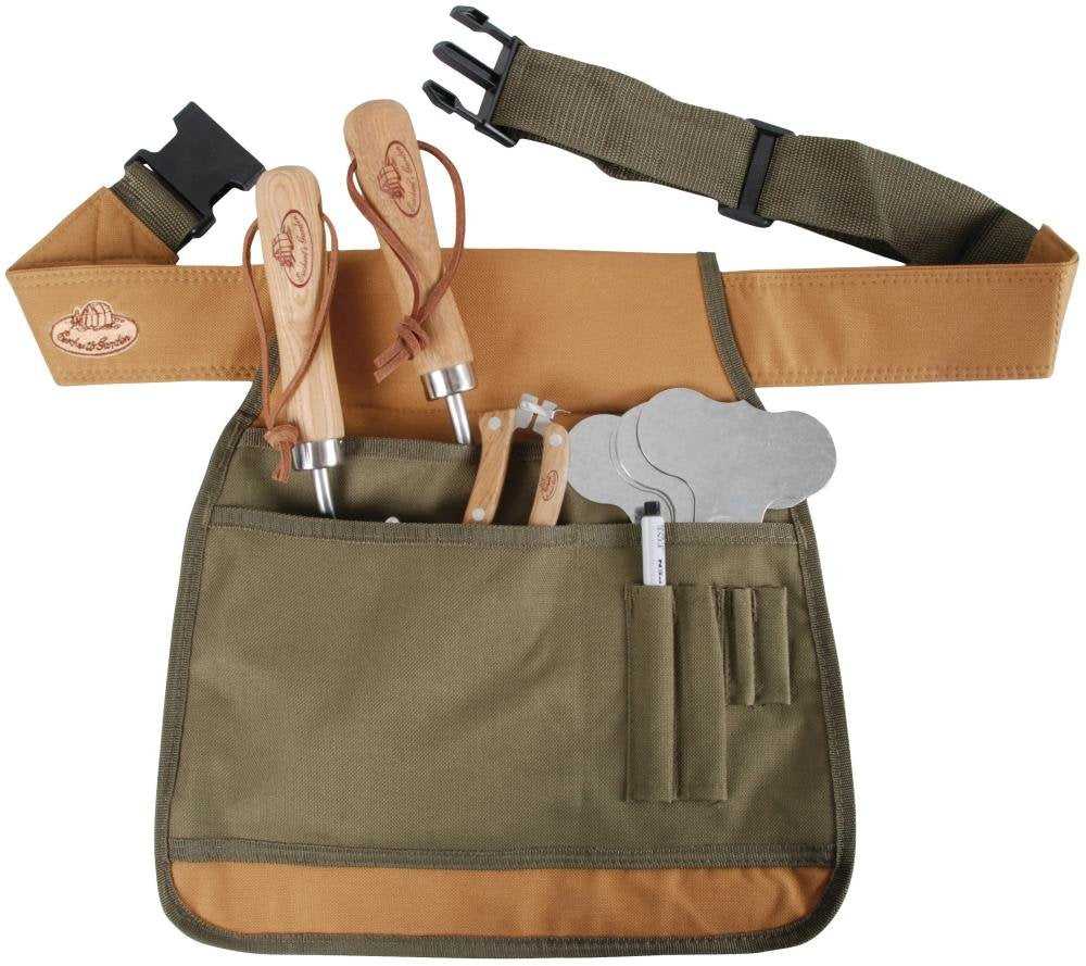 Esschert Design Canvas Tool Belt,tan/green