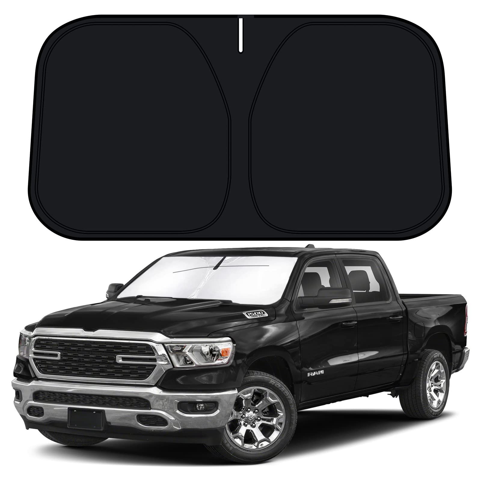 DLumina for 20192022 Dodge Ram 1500 Windshield Sun Shade, Front Window Sunshade Sun Visor Protector Fit Ram 1500 CrewCab, Mega