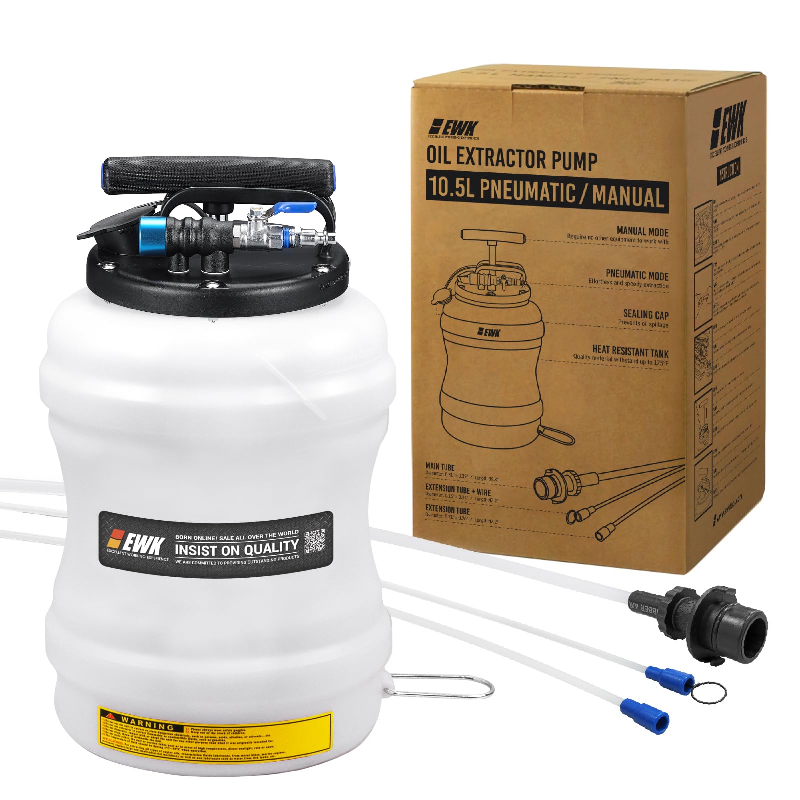 Ewk Patented 10.5L Pneumatic/Manual Oil Extractor For Oil Change Pump For Automotive Fluids Vacuum Evacuation