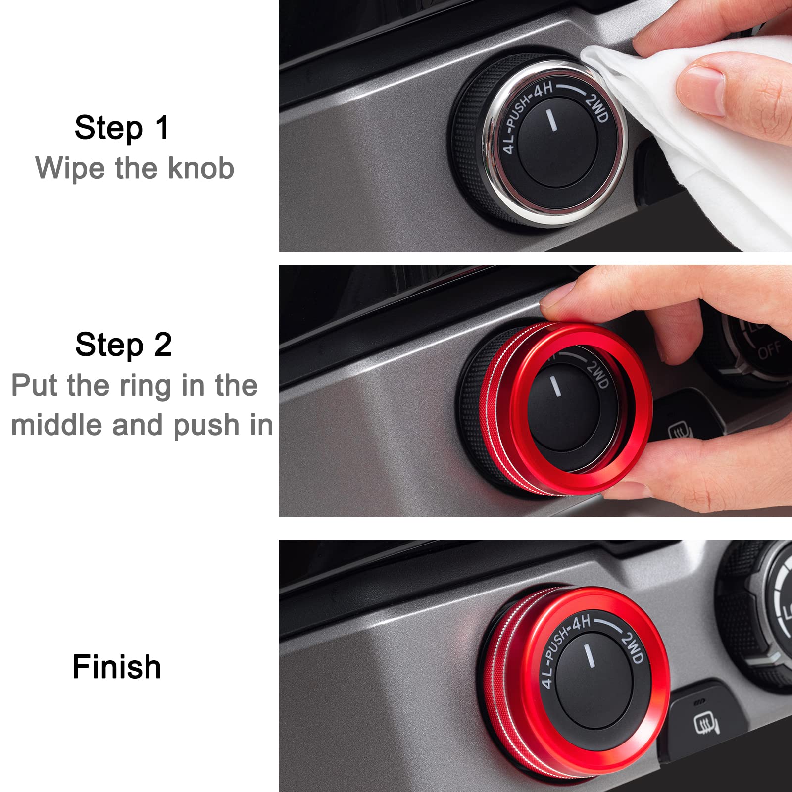 Jkcover Interior Decorated Button Knob Covers Compatible With Toyota Tacoma 2023 2022 2021 2020 2019 2018 2017 2016, 4Wd Temp Ai