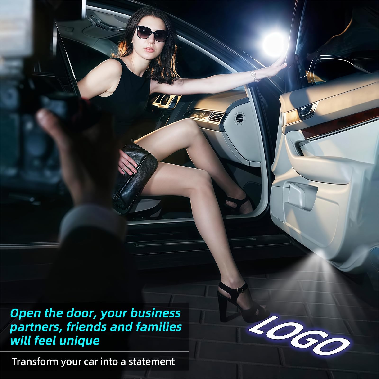 4Pcs Car Door Lights Logo Projector Compatible With Highlander/Camry/4Runner/Sienna/Corolla/Tundra/Prius/Venza/Prado/Sequoia/Rei