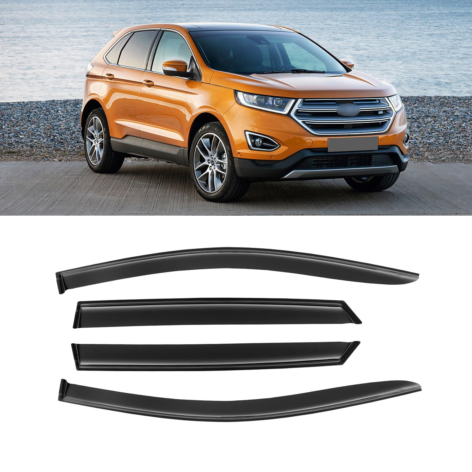 AWVRG Window Rain Guards for 2015-2024 Ford Edge, Window Visor Guard Vent Shade Wind Deflector Rain Shield Protector Sun Visor f