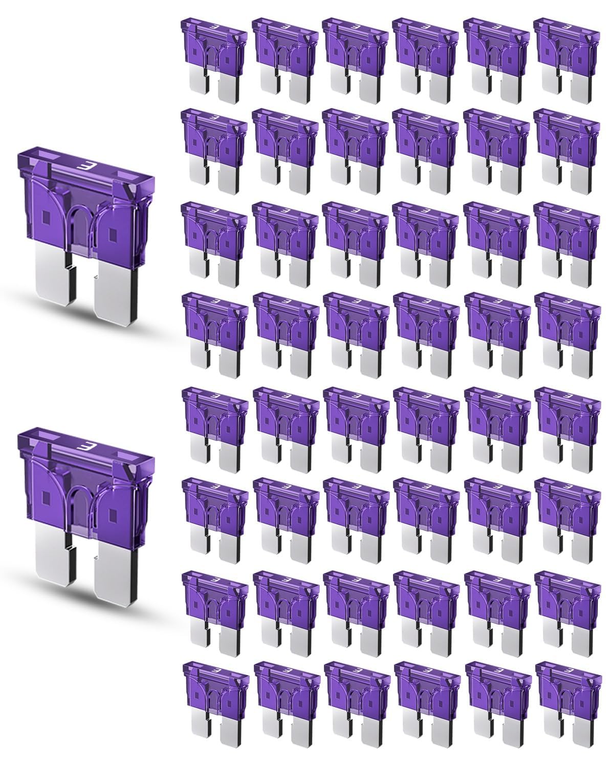 50Pcs 3A Standard Car Fuses - 3 Amp Automotive Fuses(Ato/Apr/Ats), 32V (12/24V) Blade Fuse For Rv/Truck/Suv