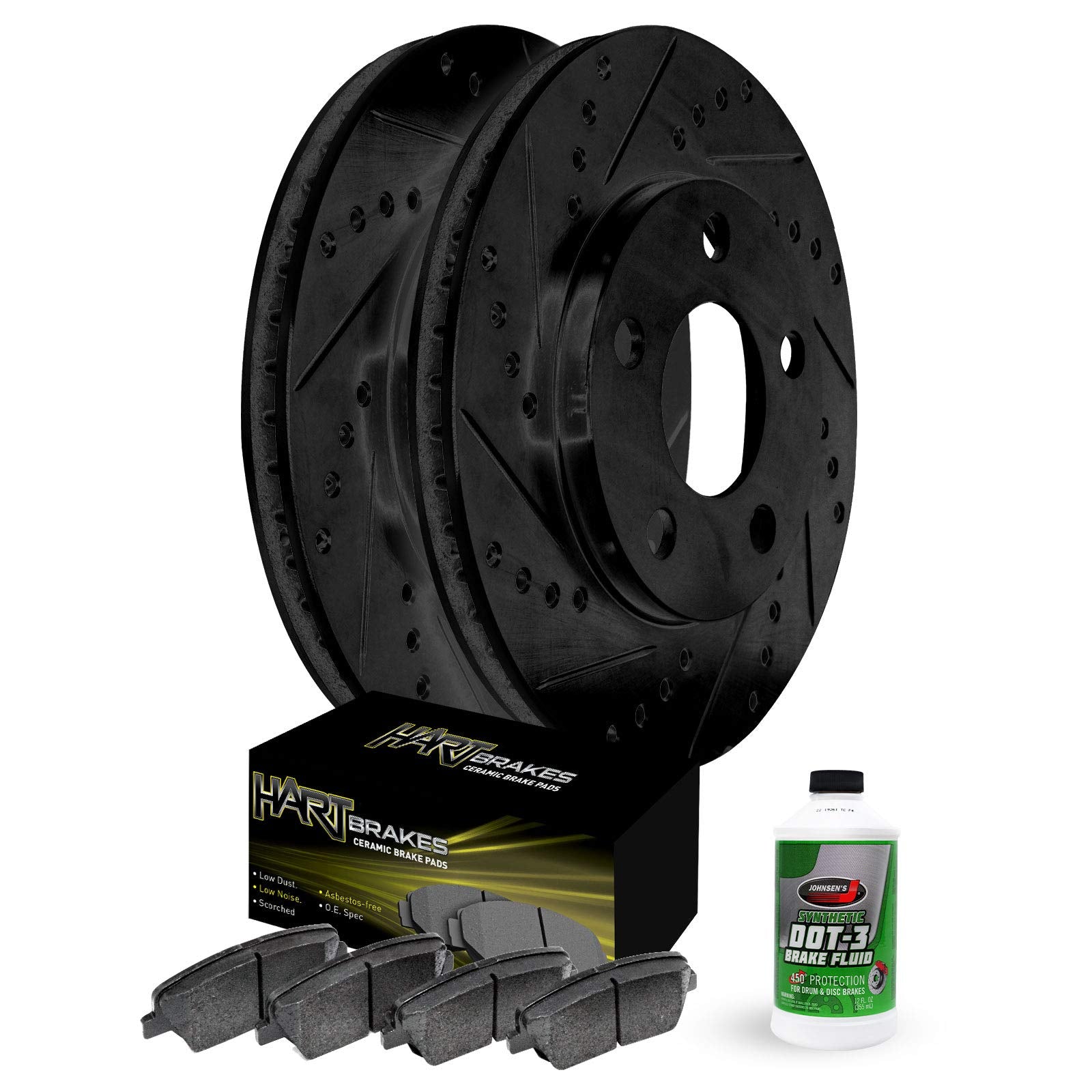 Hart Brakes Rear Brakes And Rotors Kit |Rear Brake Pads| Brake Rotors And Pads| Ceramic Brake Pads And Rotors |Fits 2002-2004 Ho