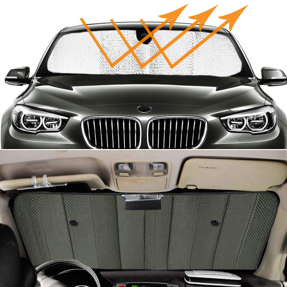 Big Ant Windshield Sun Shade Uv Rays Sun Visor Shade,Auto Front Windshield Sunshade Car Folded Sun Shield Shade,Keeps Vehicle Co