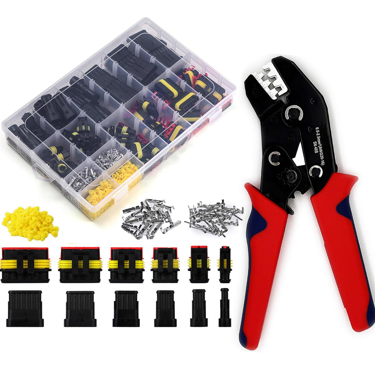 Twippo 800Pcs 50 Sets Waterproof Automotive Electrical Connectors Electrical Wire Connectors Plug Kit 1/2/3/4/5/6 Pin Waterproof