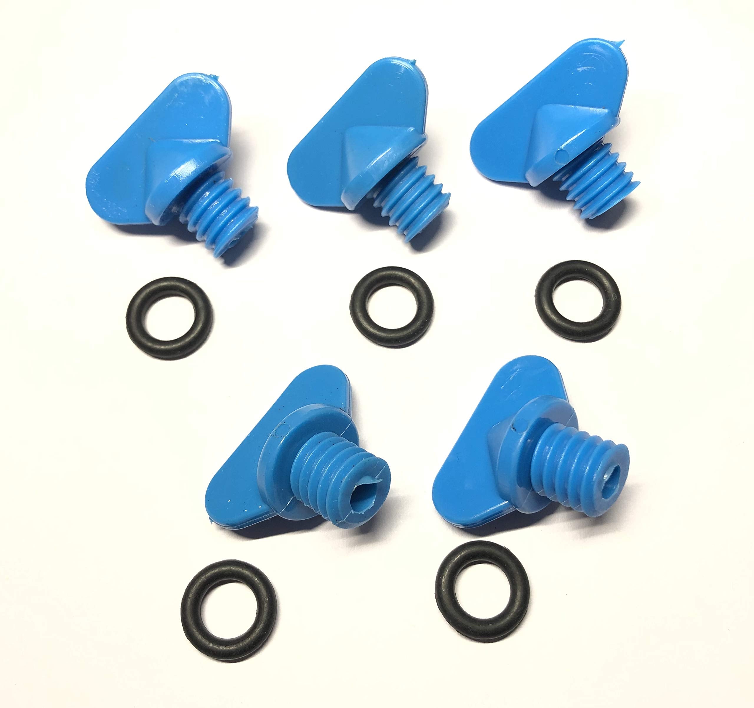 5 Pcs Blue Plastic Exhaust Manifold Water Drain Plug Screw Kit For Mercruiser