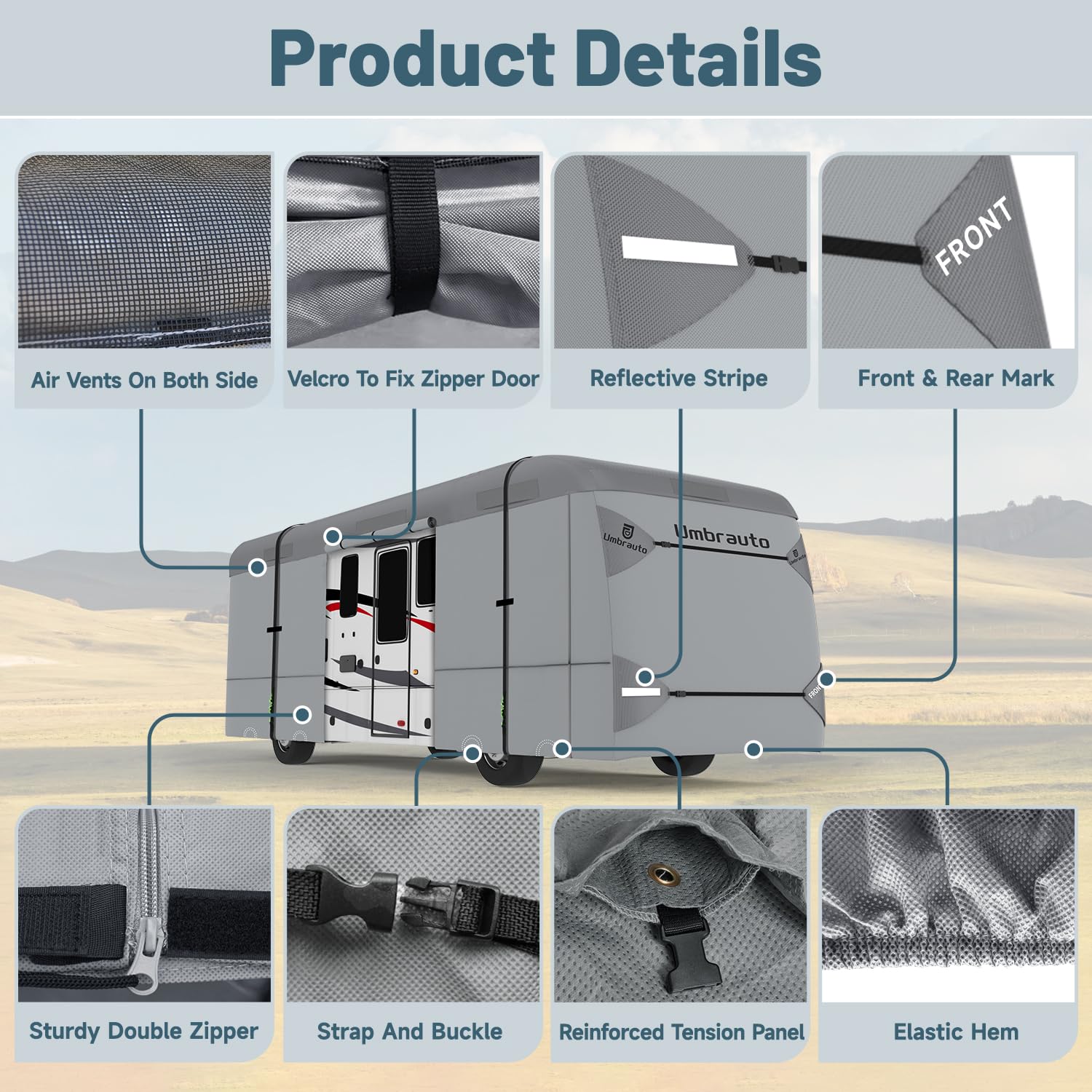 Umbrauto Class A Rv Cover Fits 37-40Ft Motorhome Upgraded Heavy Duty 7 Layers Top Windproof Breathable Class A Motorhome Camper