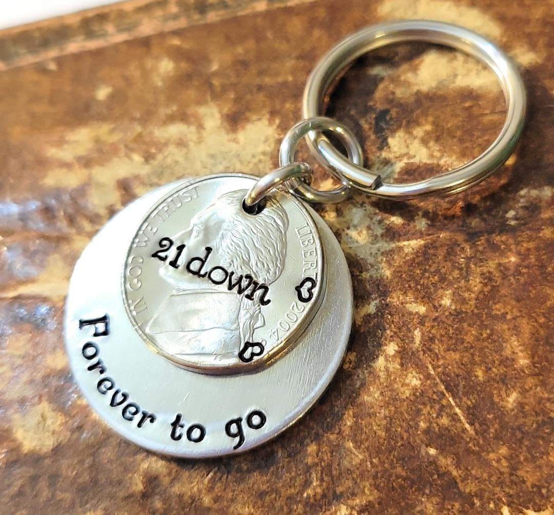 21St Anniversary Gift, Traditional 2004 Nickel, 21 Down And Forever To Go Key Chain, Wedding Anniversary Gift
