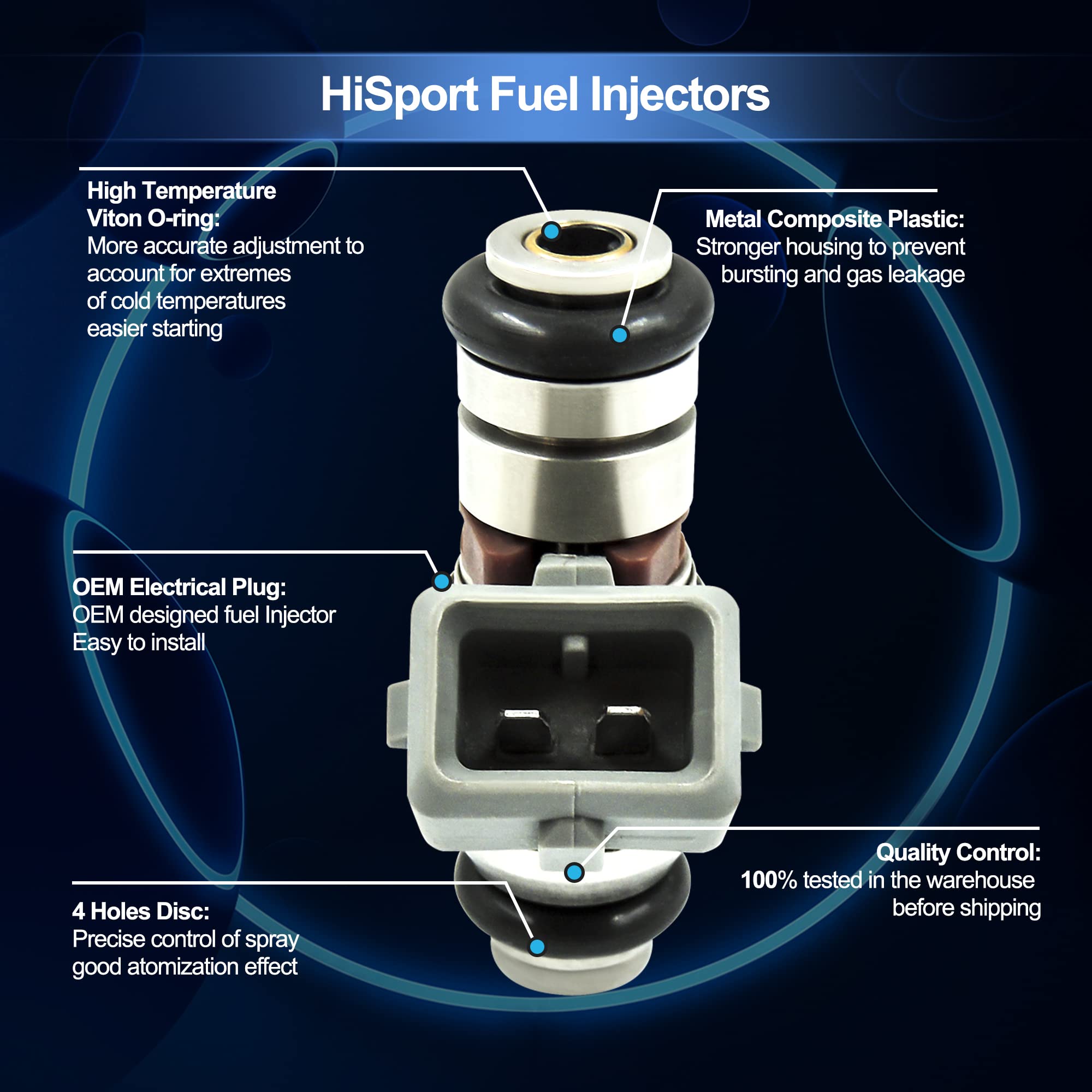 HiSport IWP043 Racing Fuel Injectors for Ducati Monster 696 SS800 M620 Weber Marelli - Pack of 2