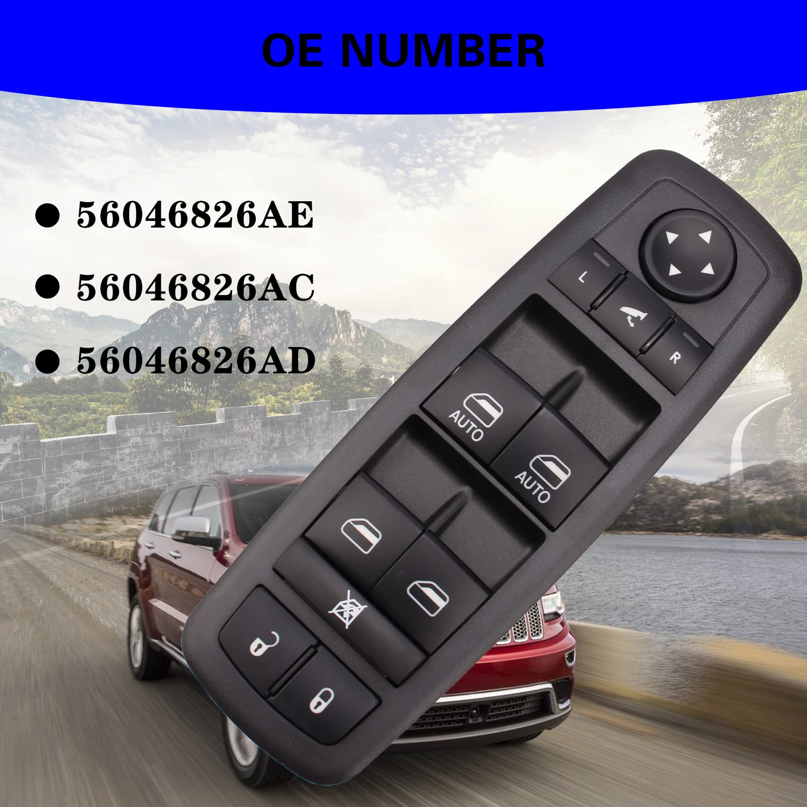 Sherxibo Power Window Switch Compatible With 2011-2012 Dodge Journey 2012 Chrysler 300 2016-2018 Ram 1500 2500 3500 2019-2021 Ram 1500 Classic Replace For: 56046826Ae 56046826Ac 56046826Ad