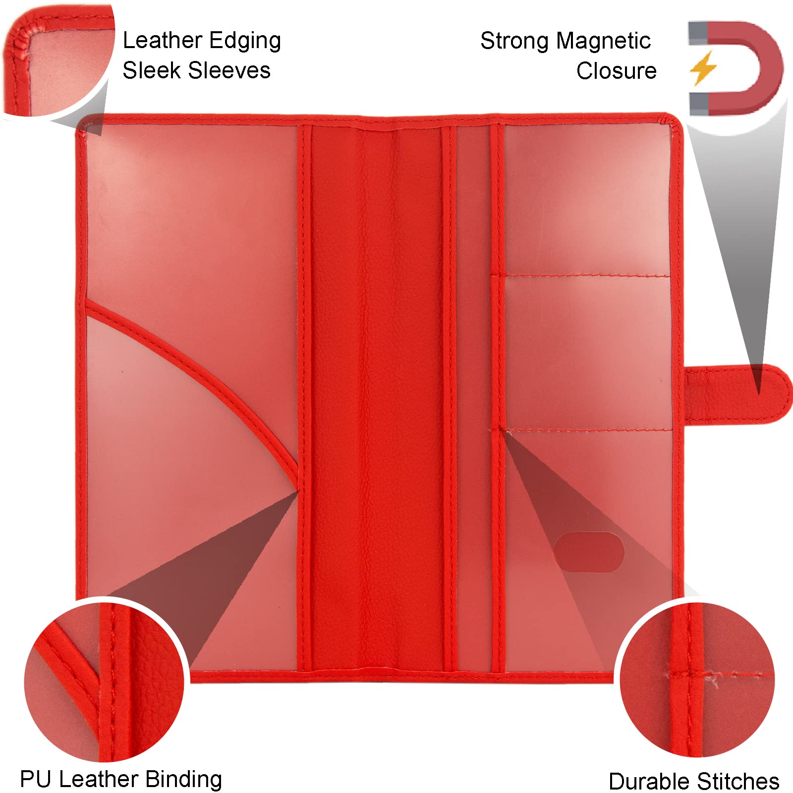 Srandme Car Registration And Insurance Holder, Leather Magnetic Shut Vehicle Glove Box Organizer For Document, Card, Driver Lice