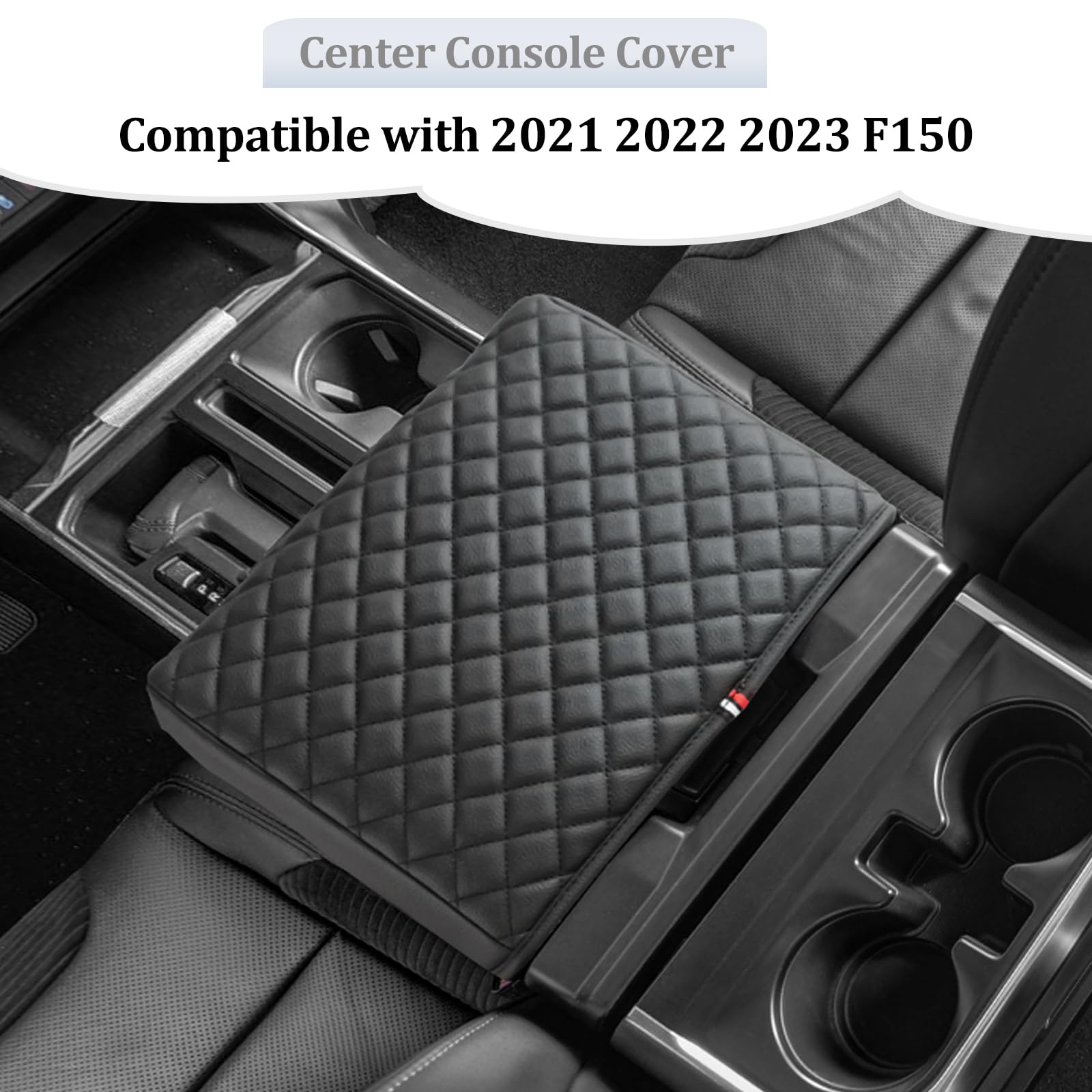Jdmcar Armrest Cover Compatible With 2021 2022 2023 2024 2025 Ford F150 Pu Leather Car Interior Accessories, Customized Anti-Scr