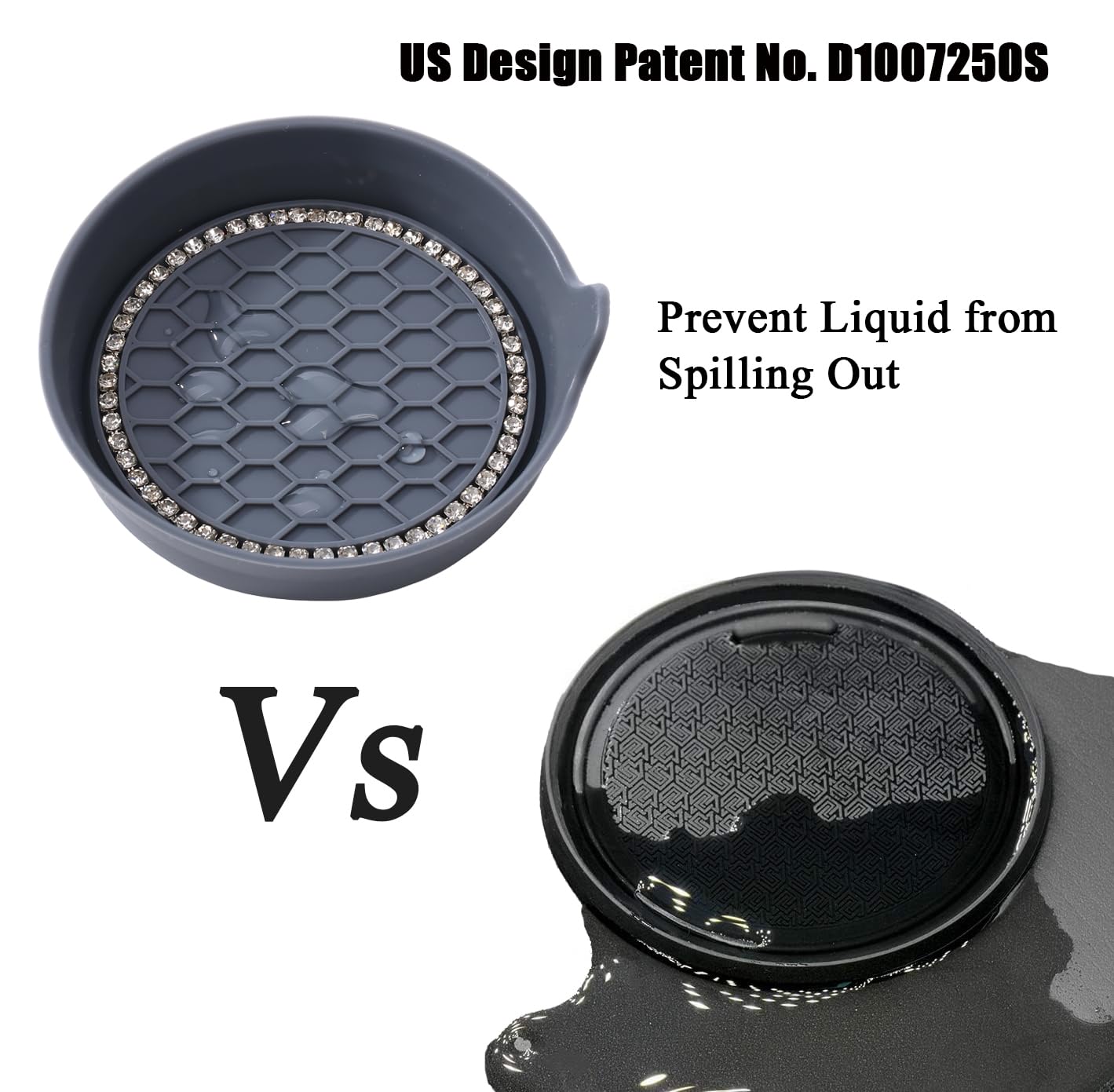 Amooca Car Cup Coaster Universal Non-Slip Cup Holders Bling Crystal Rhinestone Car Interior Accessories 4 Pack Grey