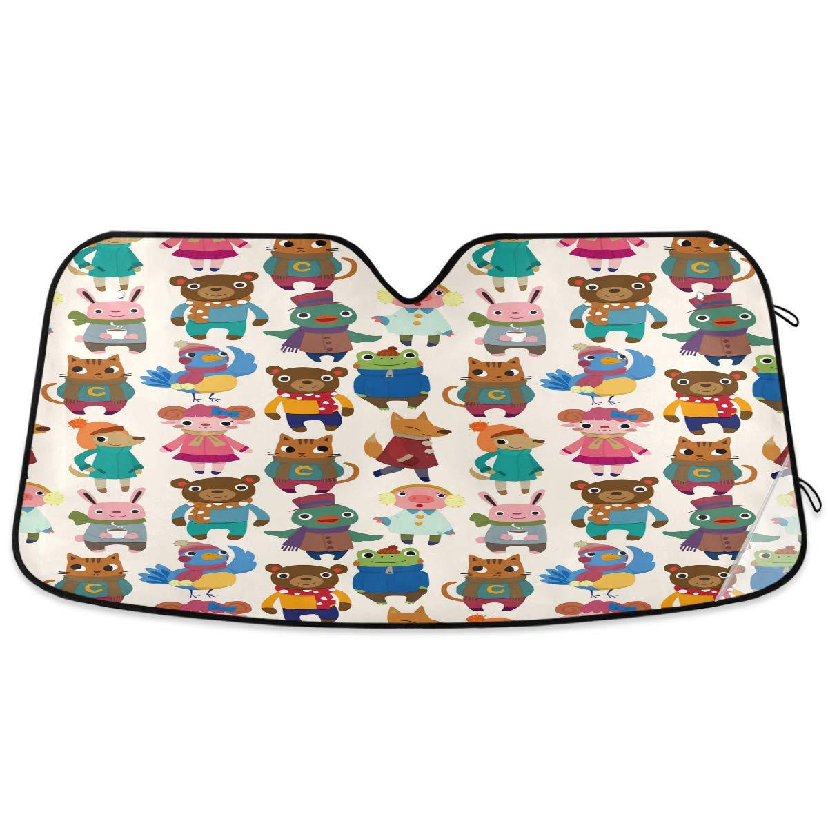 Oarencol Cute Animal Car Windshield Sun Shade Foldable Uv Ray Sun Visor Protector Sunshade To Keep Your Vehicle Cool (55'' X 27.