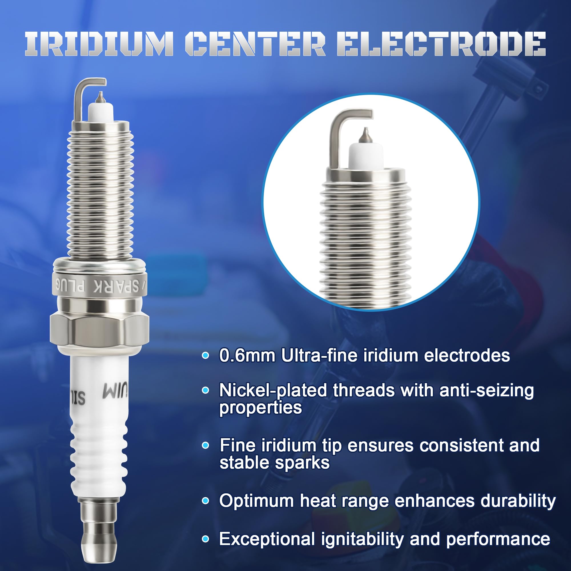 Iridium Spark Plugs 4 Pack Compatible with Hyundai Veloster Accent & Kia Soul Rio 2012 2013 2014 2015 2016 2017 2018 2019 L4 1.6